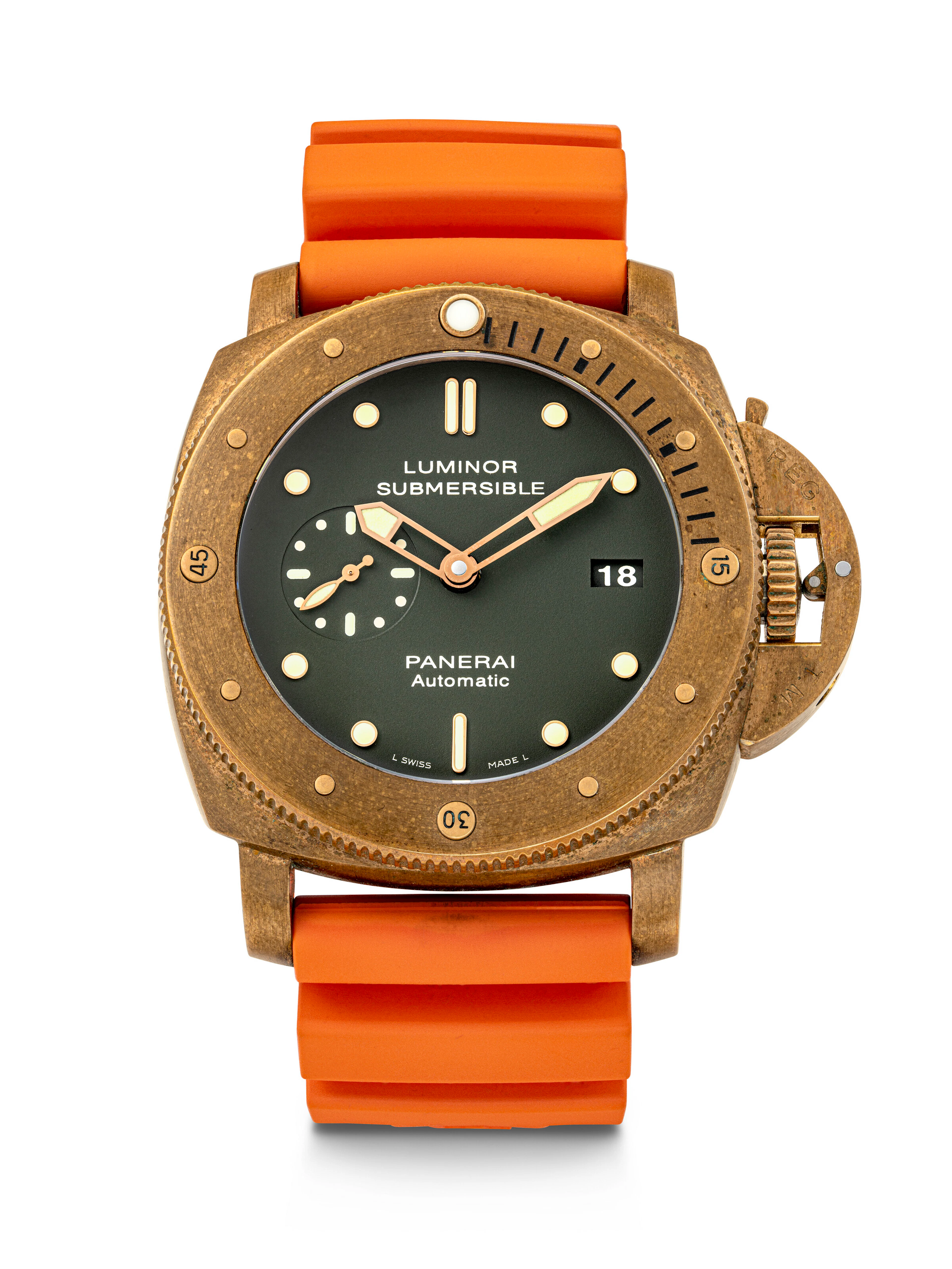PANERAI. A RARE BRONZE AND TITANIUM LIMITED EDITION AUTOMATIC WRISTWATCH