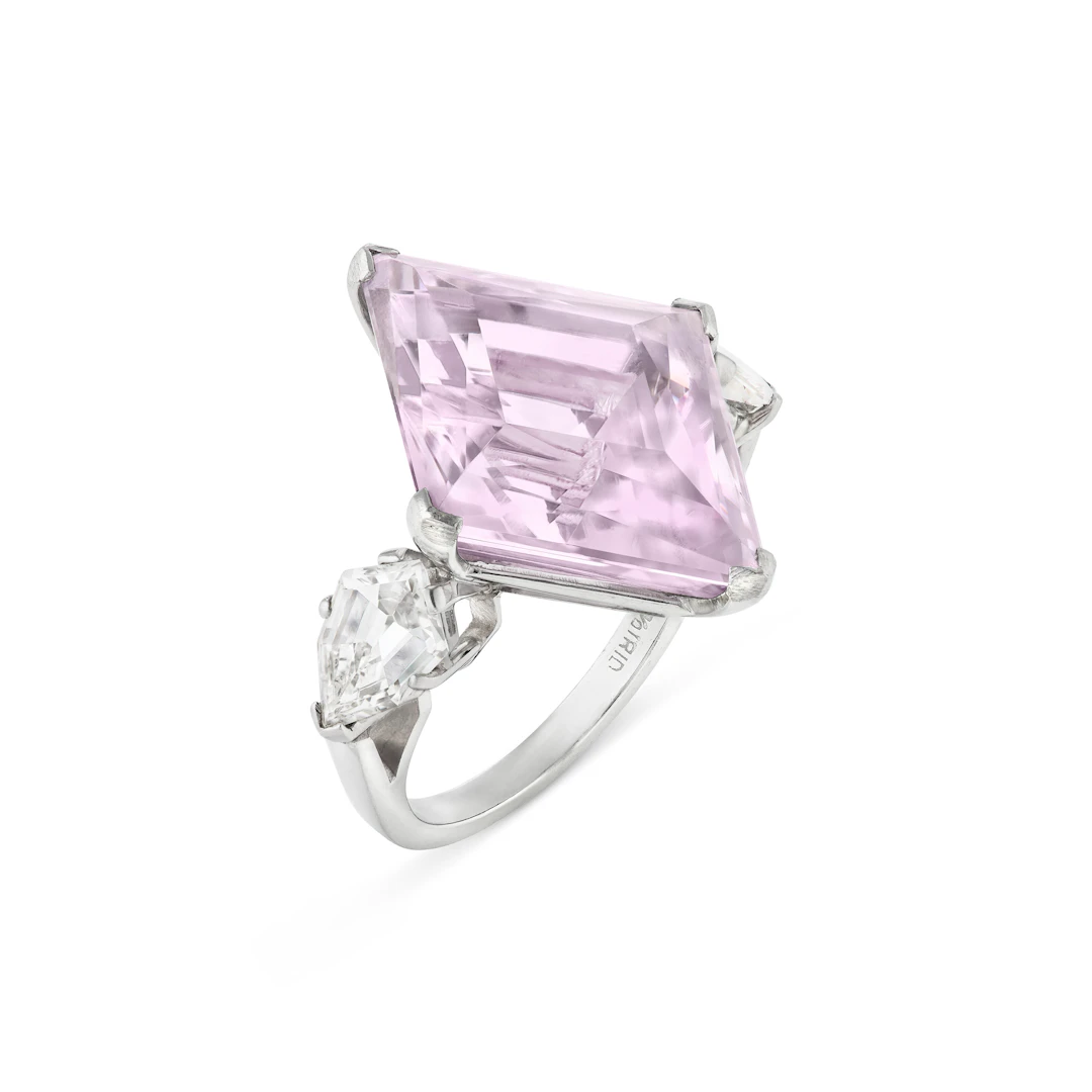 Kunzite and Diamond Ring