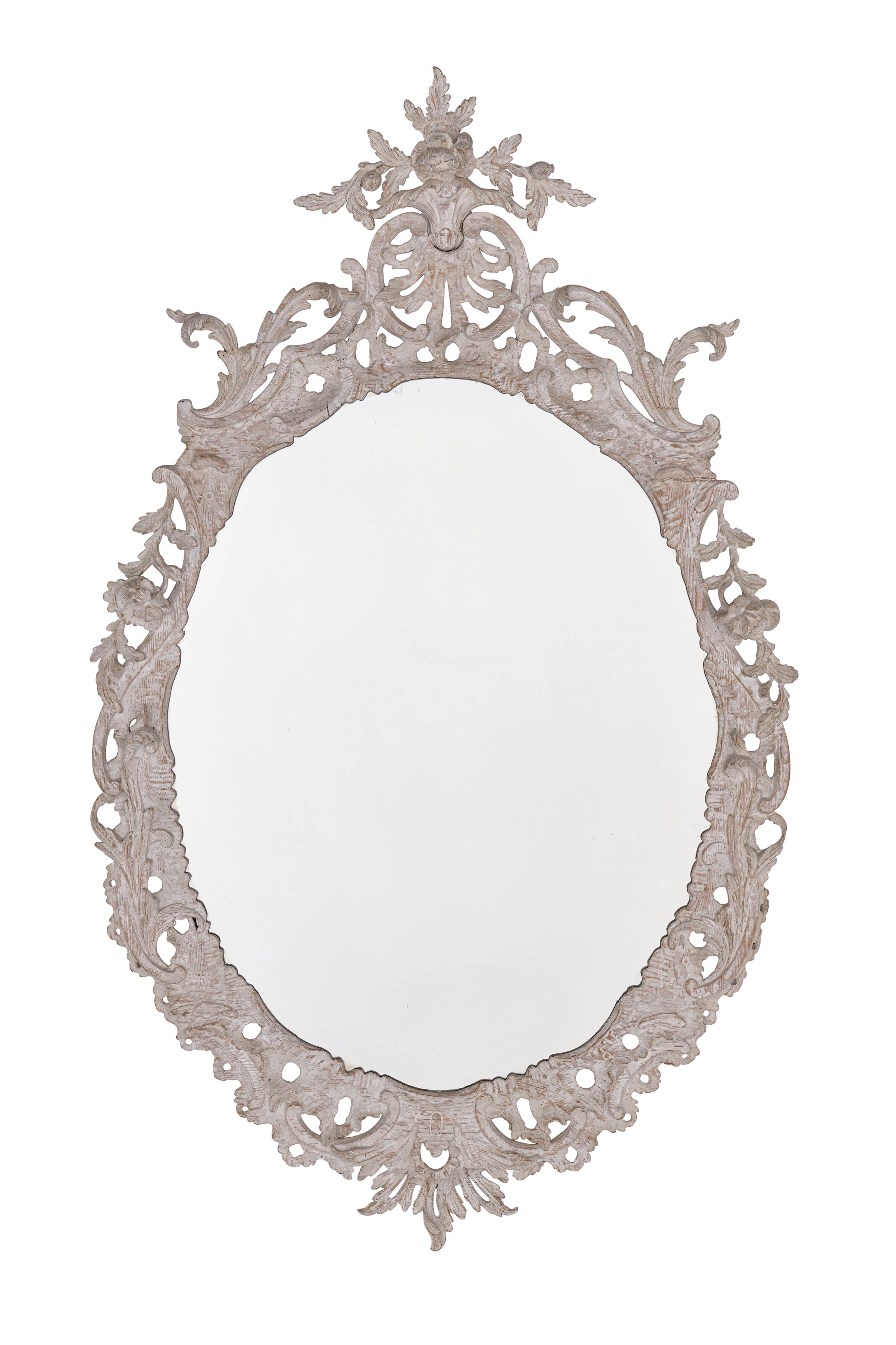 A George Ii White-Painted Oval Mirror