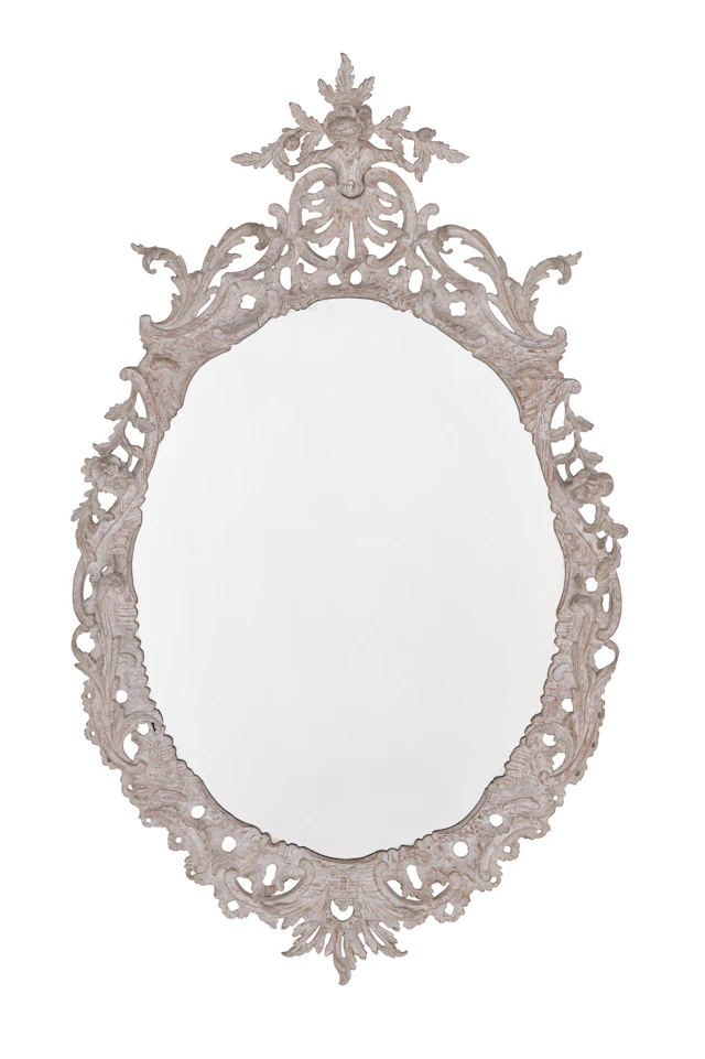 A George Ii White-Painted Oval Mirror