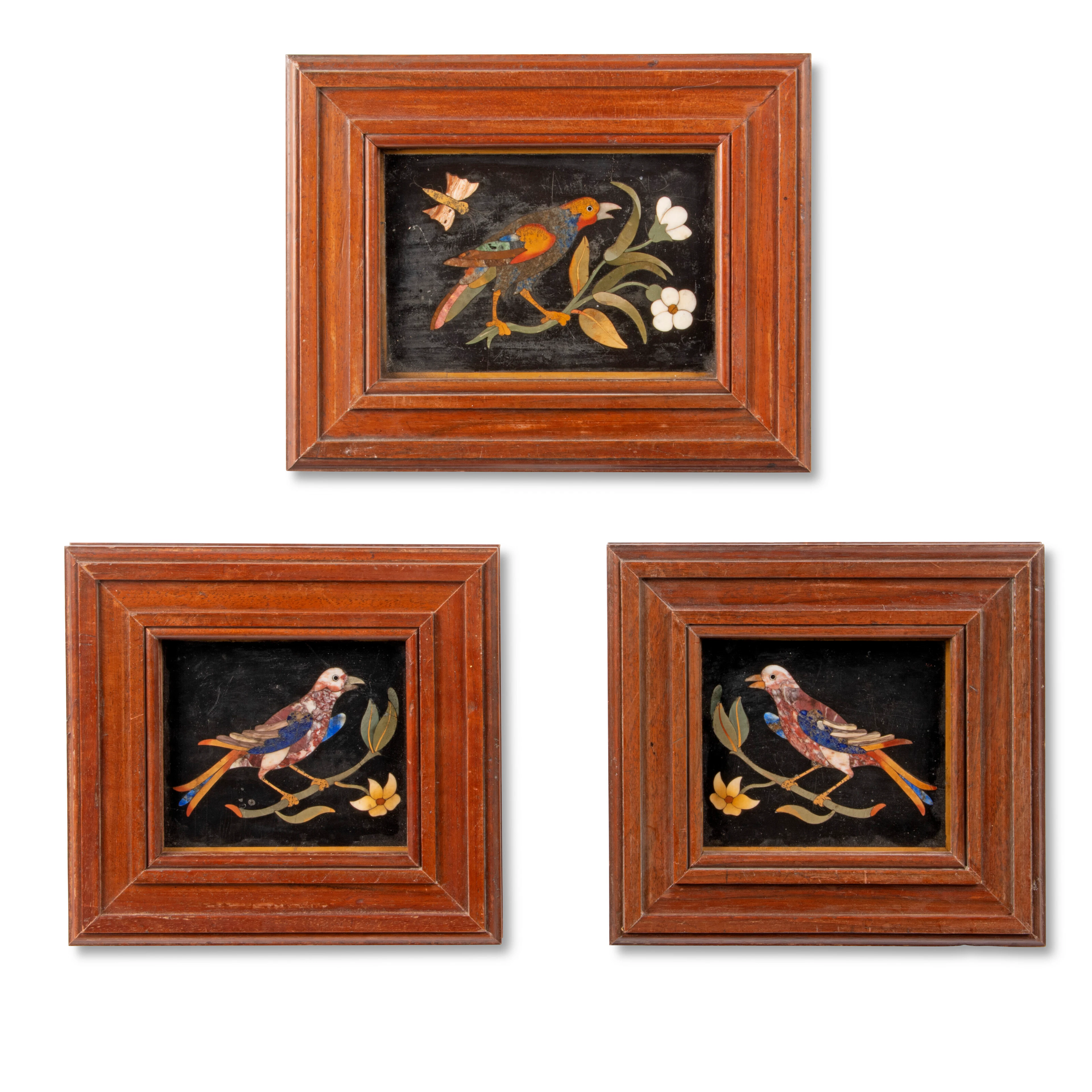 A Set of Three Italian Pietra Dura Plaques