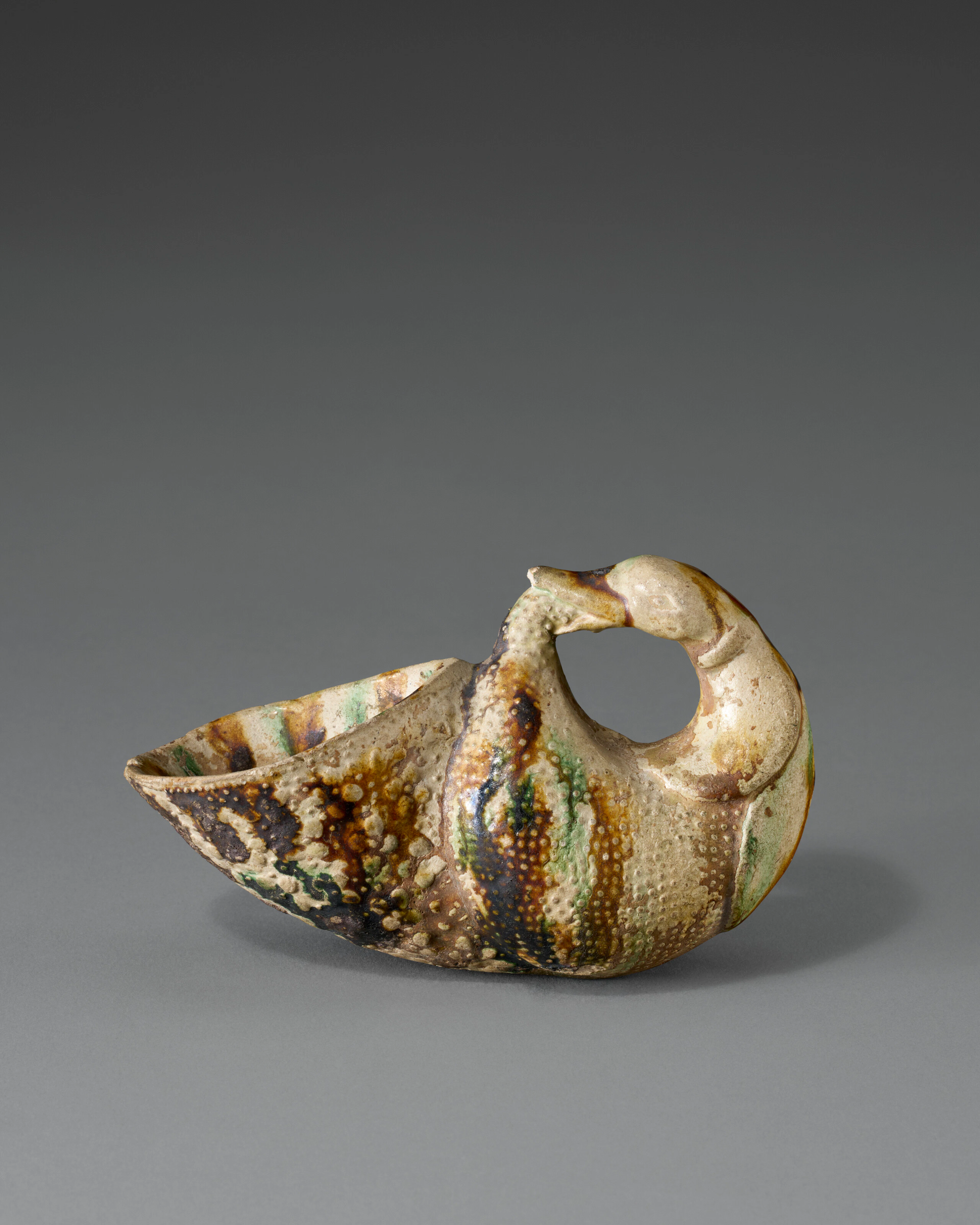 A Sancai -Glazed Pottery Goose-Form Rhyton