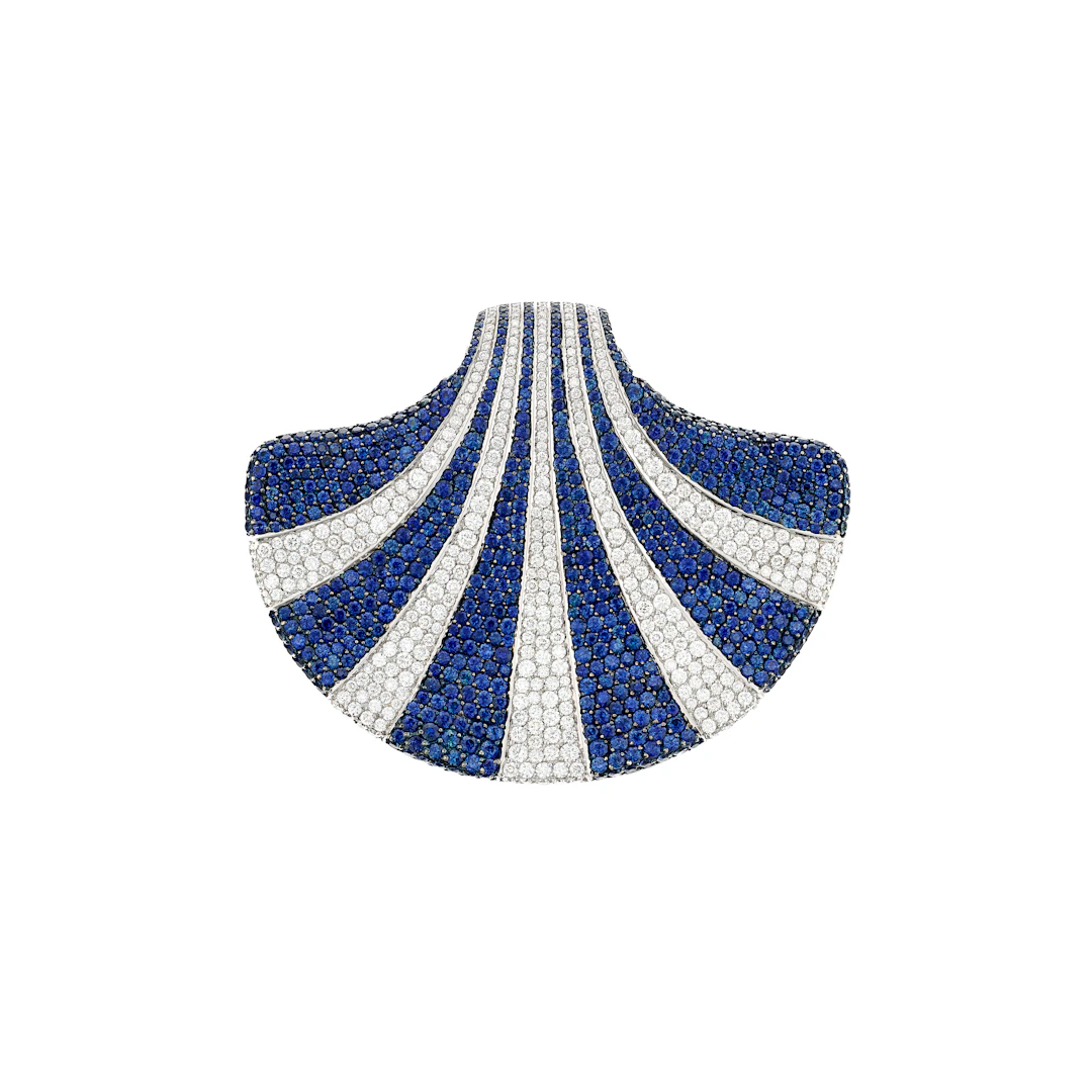 Enigma Sapphire and Diamond Shell Clip