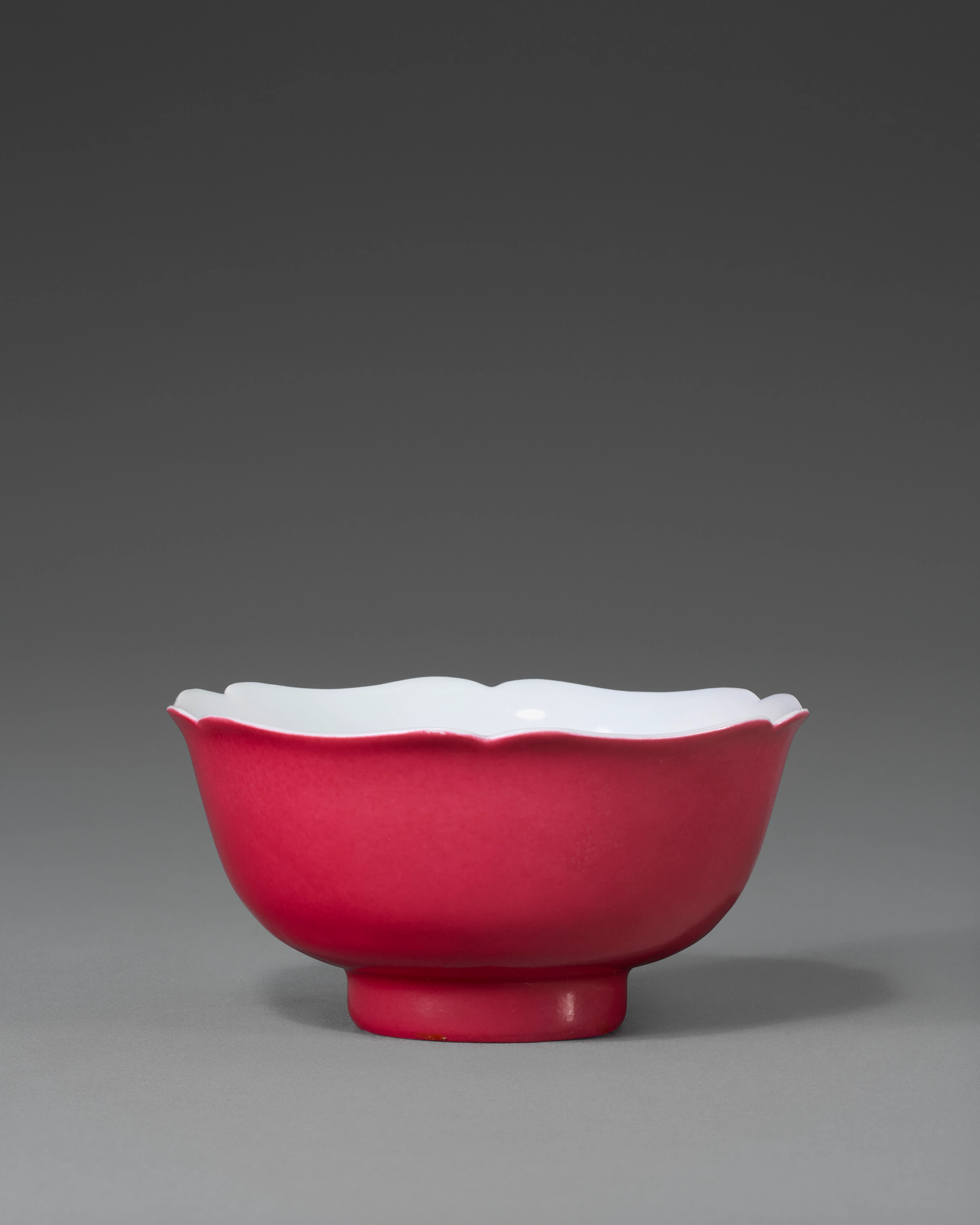 A Rare Ruby-Red-Enameled Mallow-Form Cup