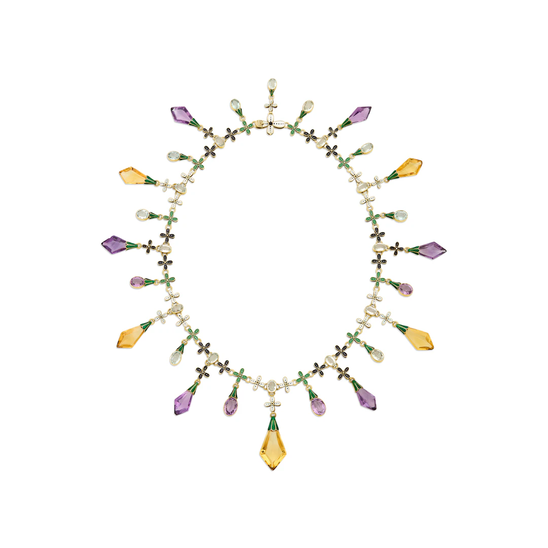 Giuliano Antique Multi-Gem and Enamel Necklace