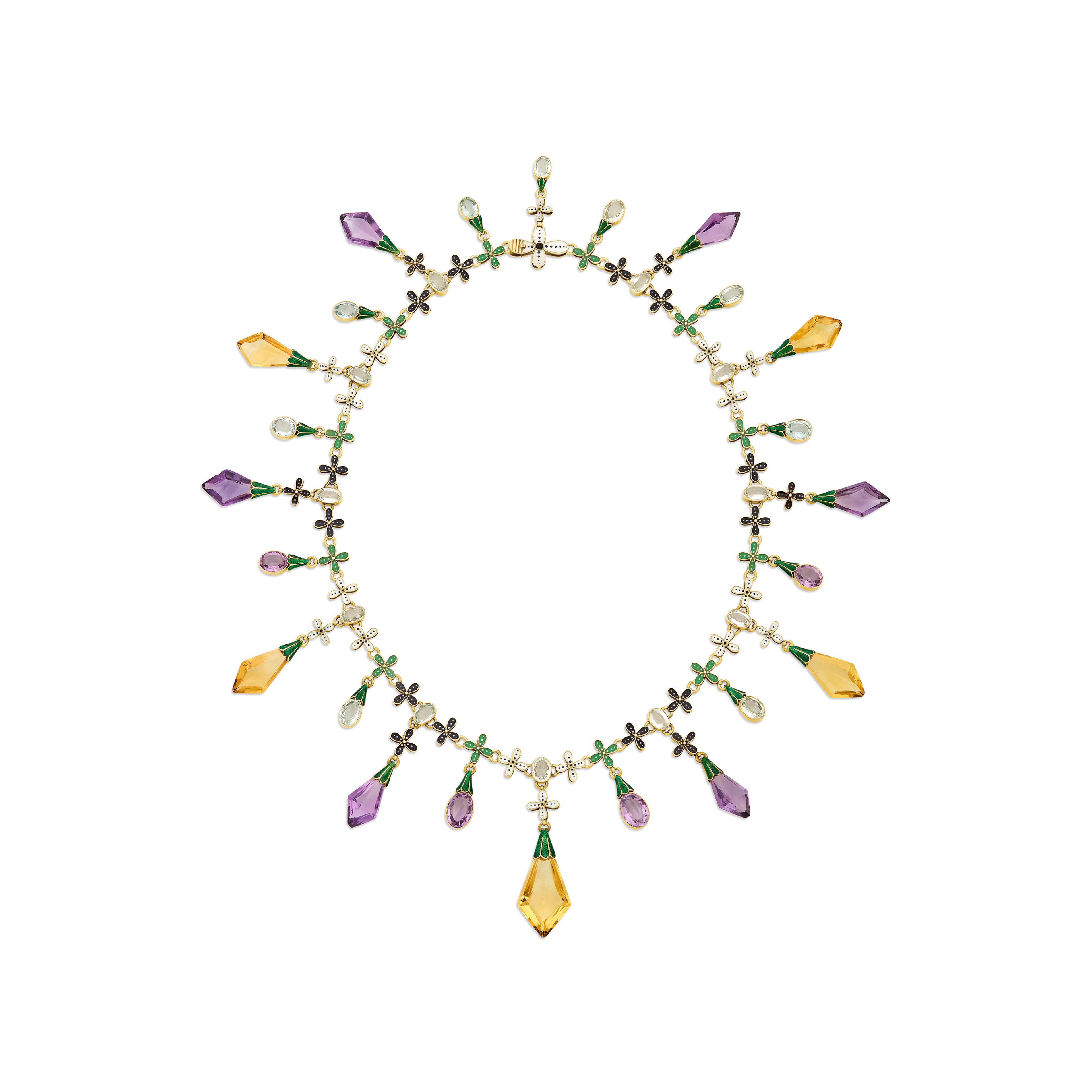 Giuliano Antique Multi-Gem and Enamel Necklace