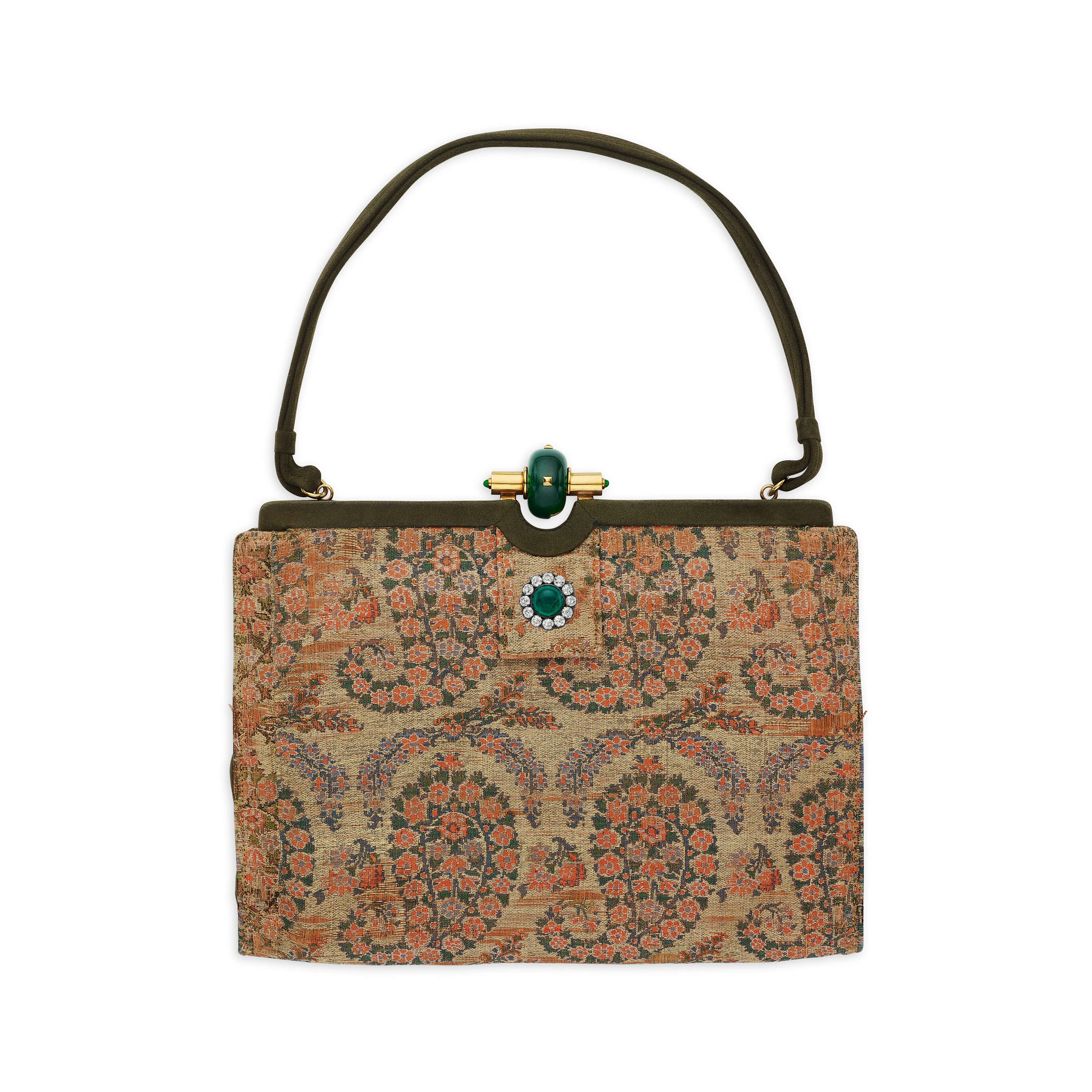 Cartier Nephrite Jade and Brocade Handbag and an Antique...