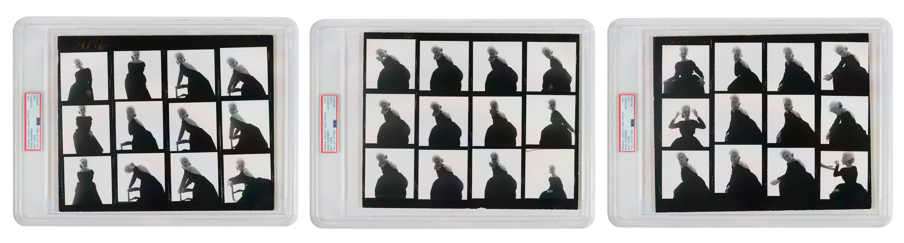 THREE MARILYN MONROE CONTACT SHEETS (PSA/DNA "TYPE I")