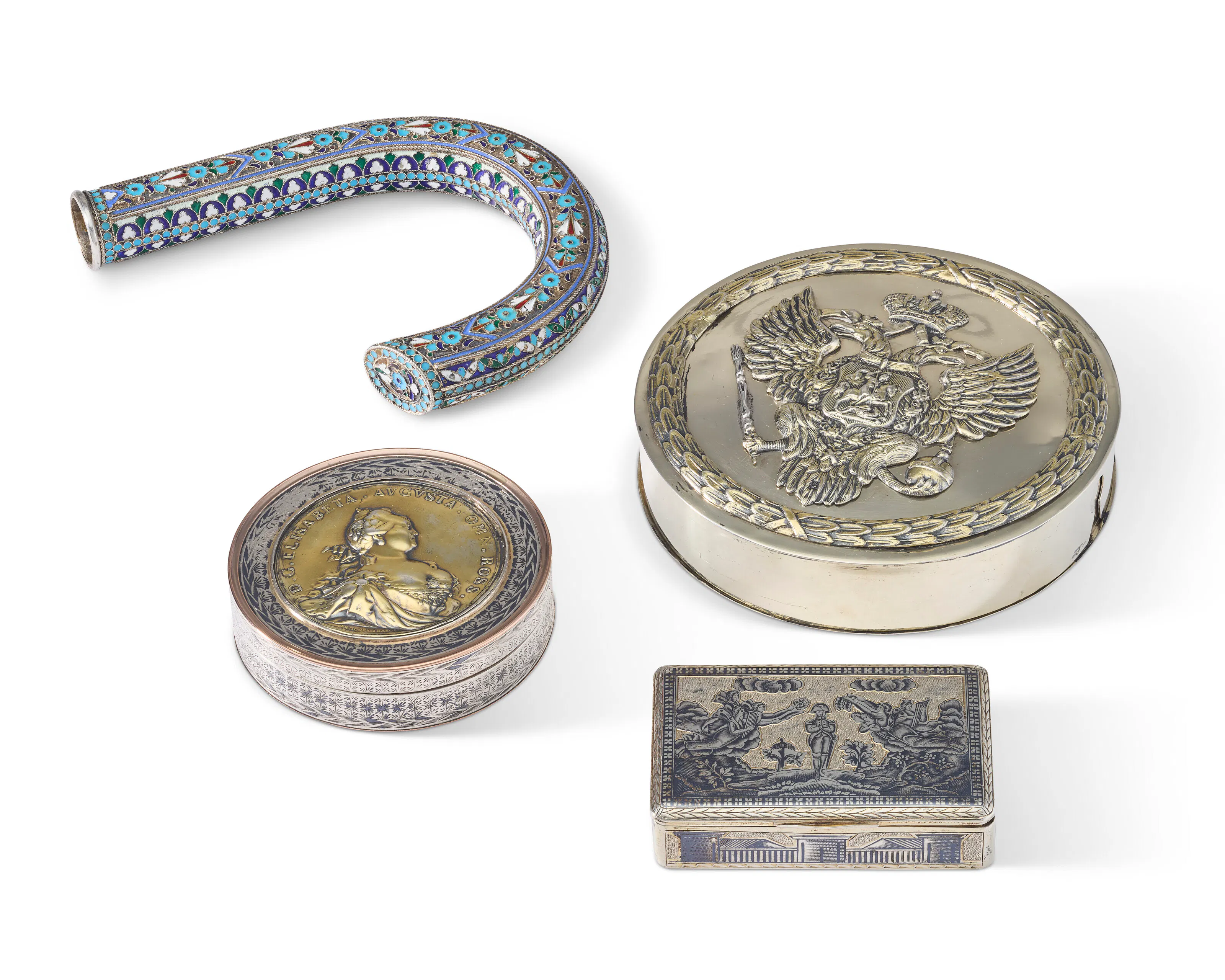 Which Ression Items A GROUP OF RUSSIAN SILVER AND ENAMEL ITEMS