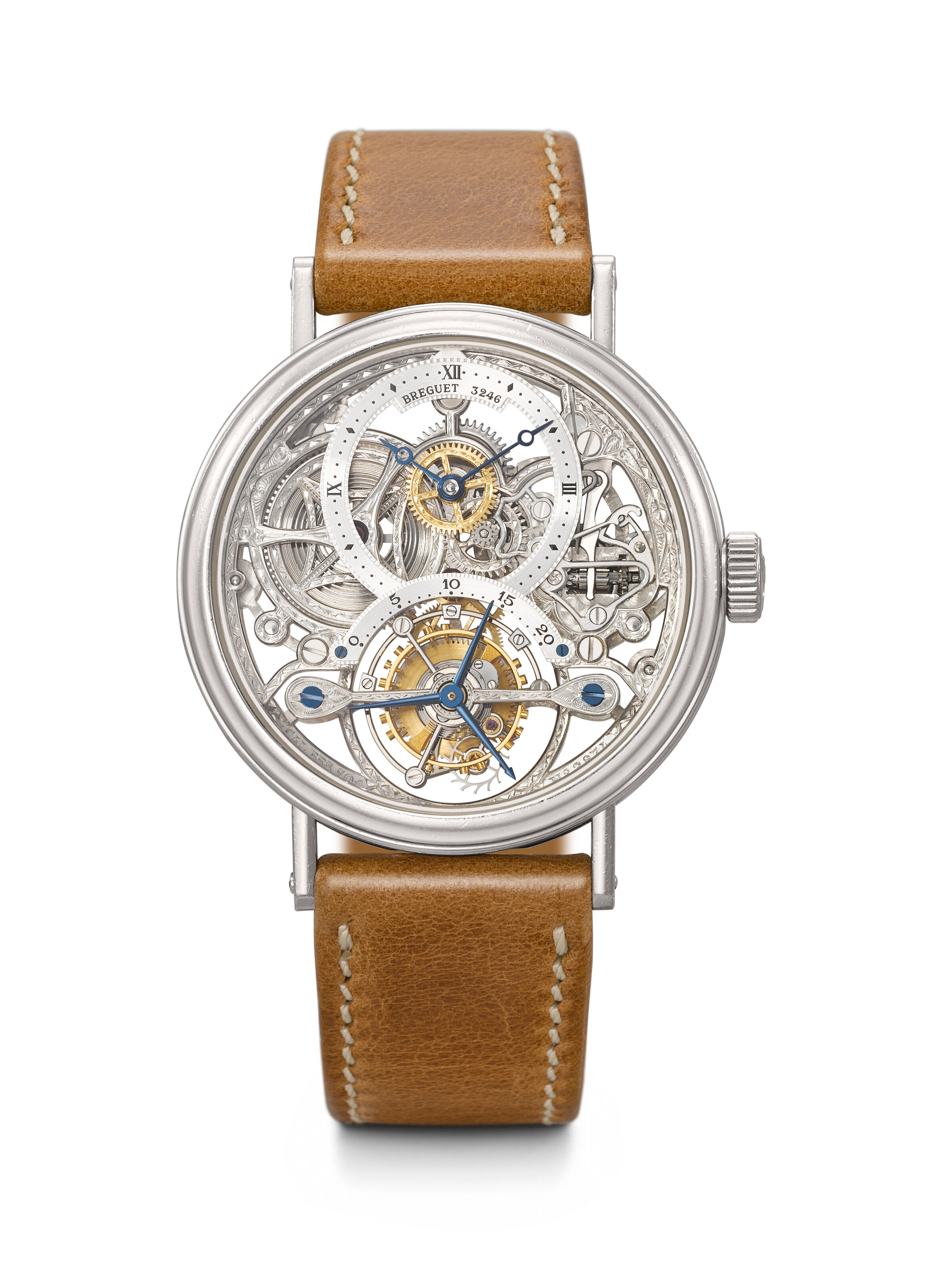 BREGUET. A VERY RARE AND HIGHLY ATTRACTIVE PLATINUM TOURBILLON WRISTWATCH