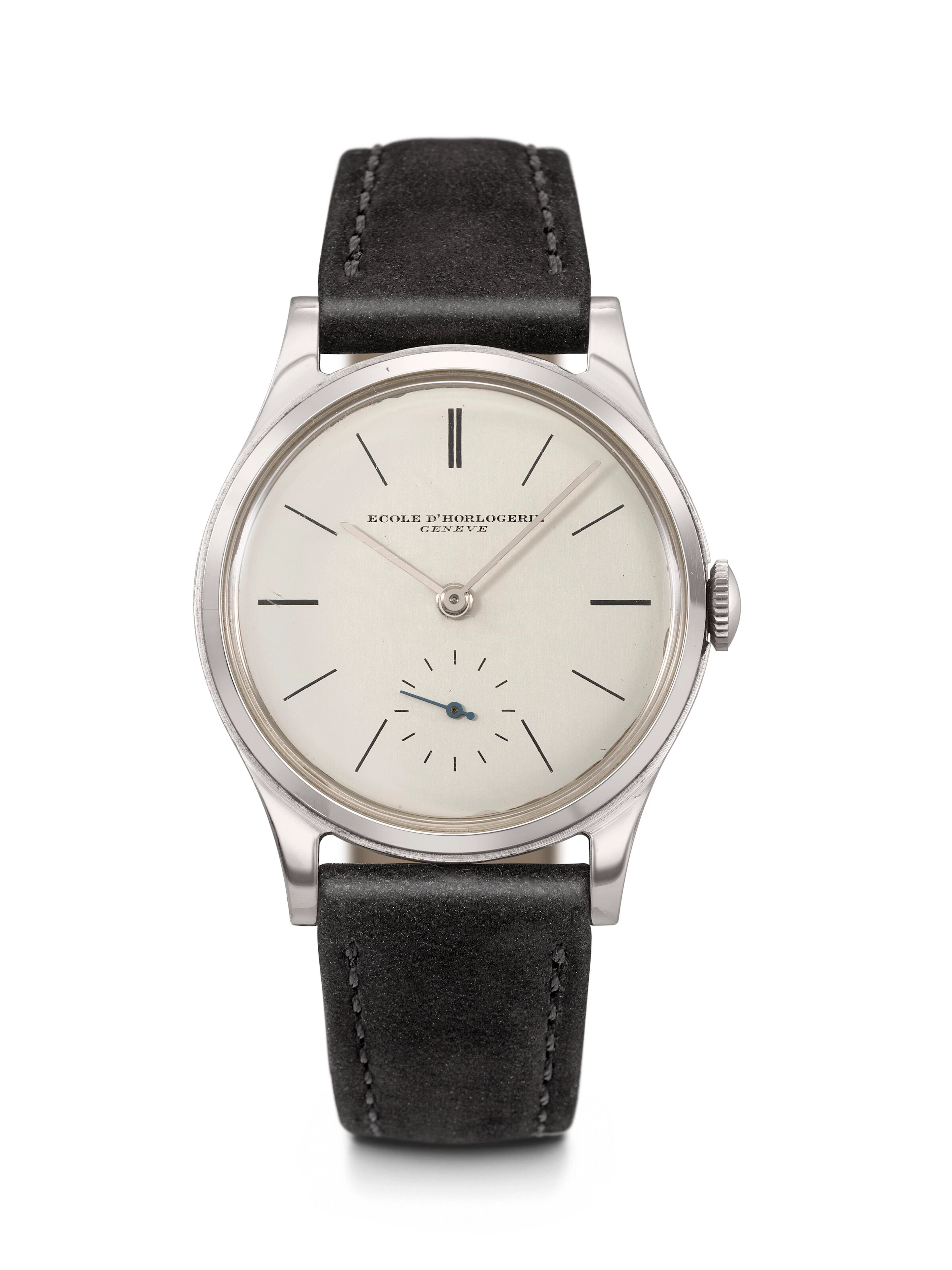 Ecole D'horlogerie, Geneve. An Extremely Rare Stainless Steel Wristwatch
