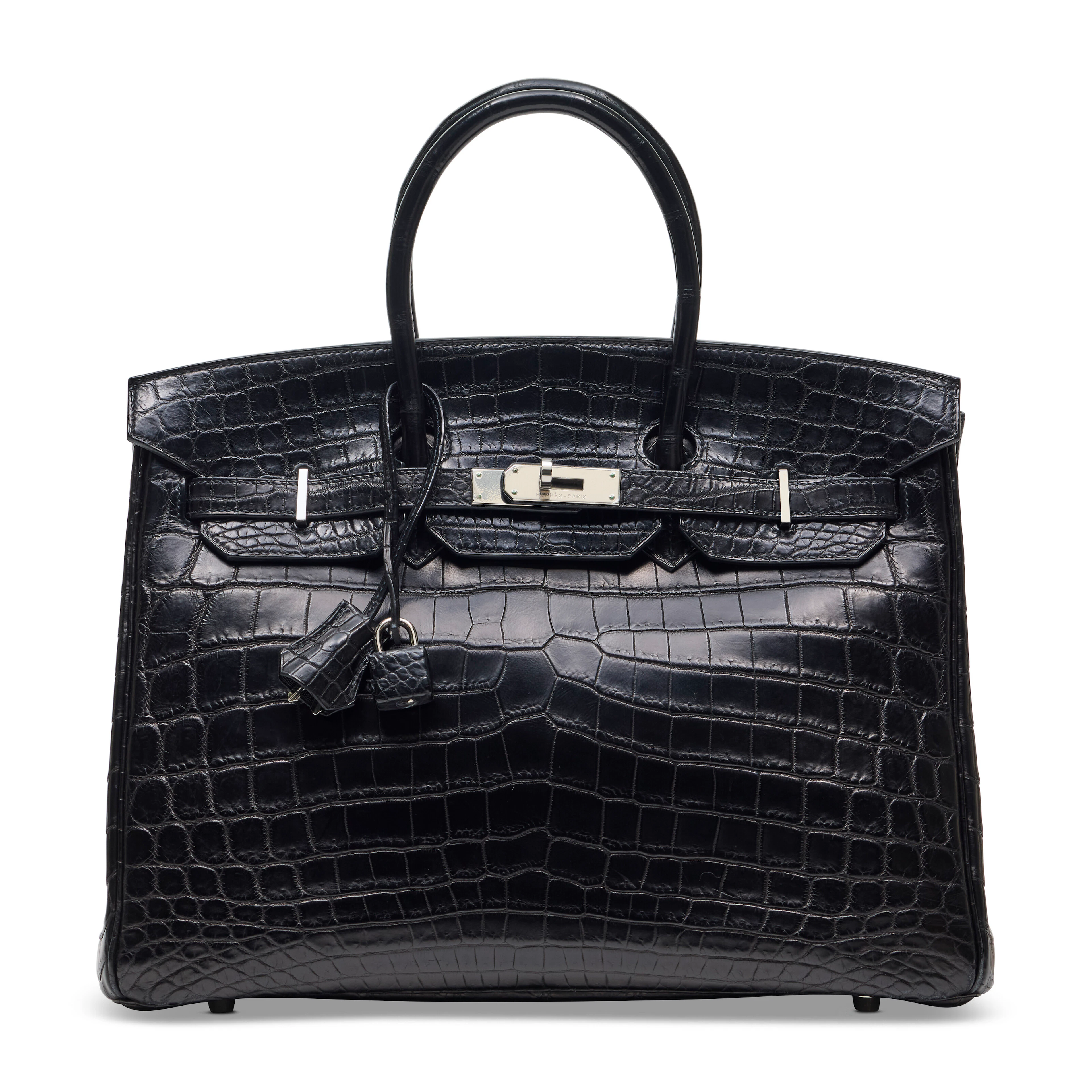 A MATTE BLACK NILOTICUS CROCODILE BIRKIN 35 WITH PALLADIUM HARDWARE
