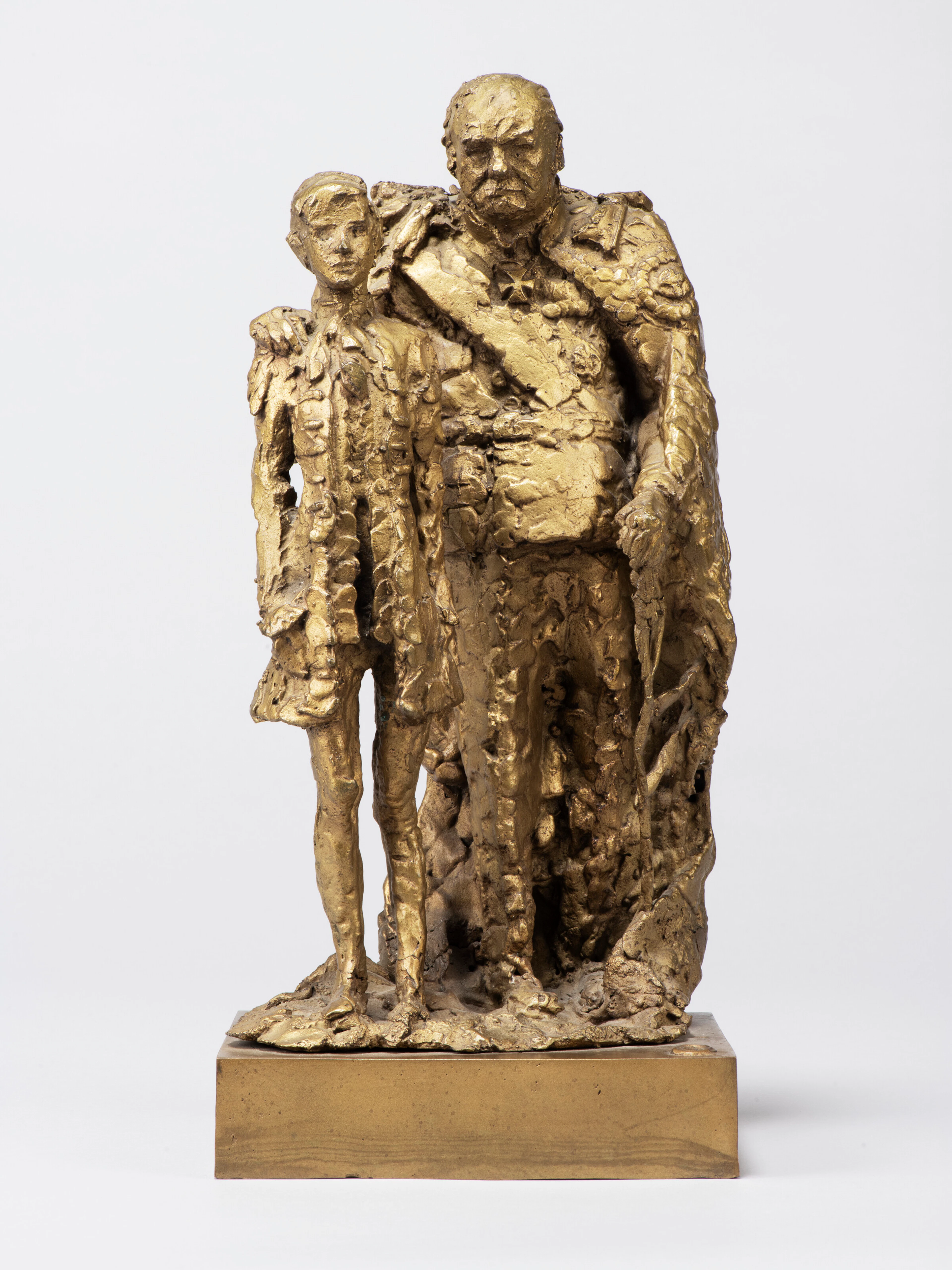 A Dutch Gilt-Bronze Group of Sir Winston Churchill and His Grandson
