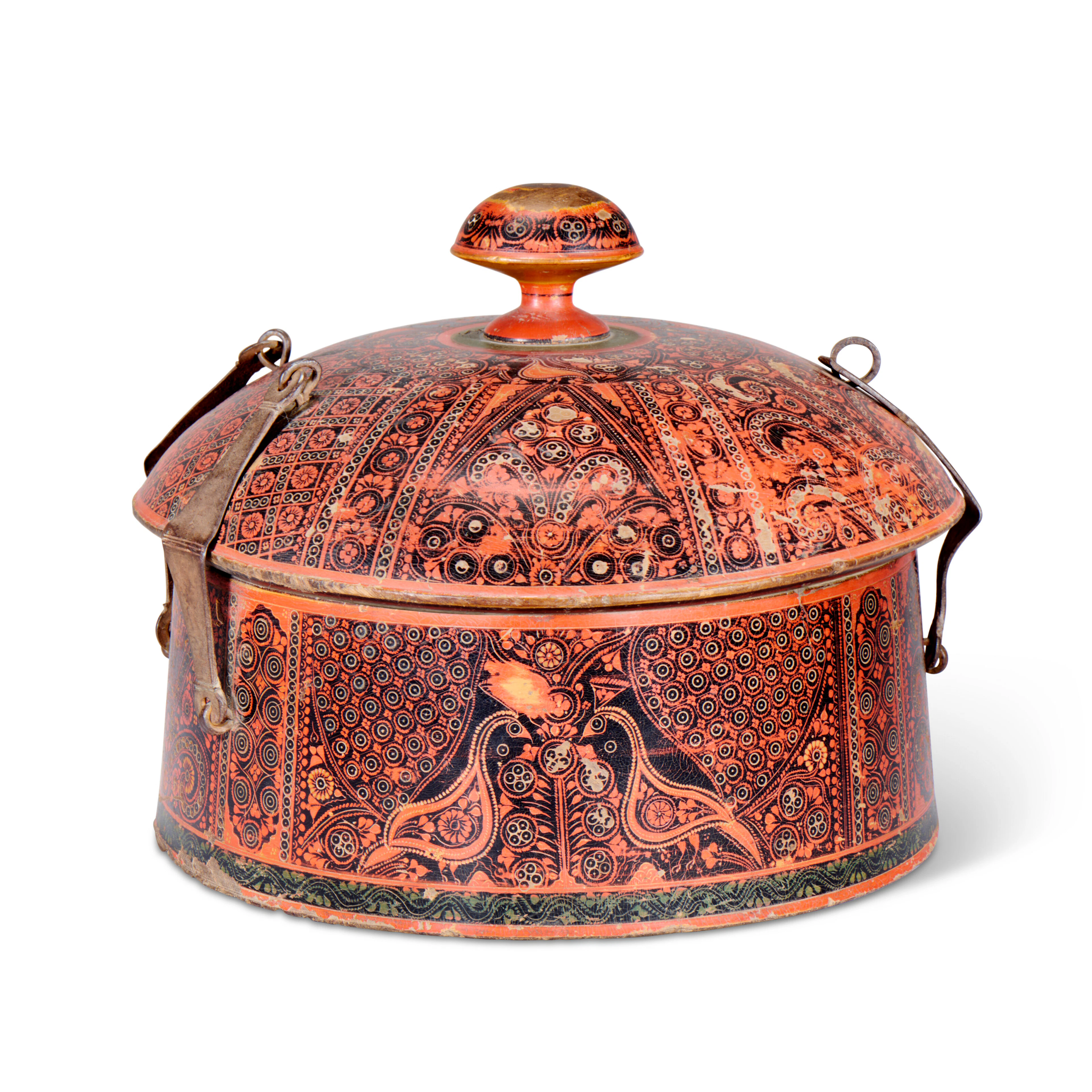 A Lacquered Wooden Turban Box