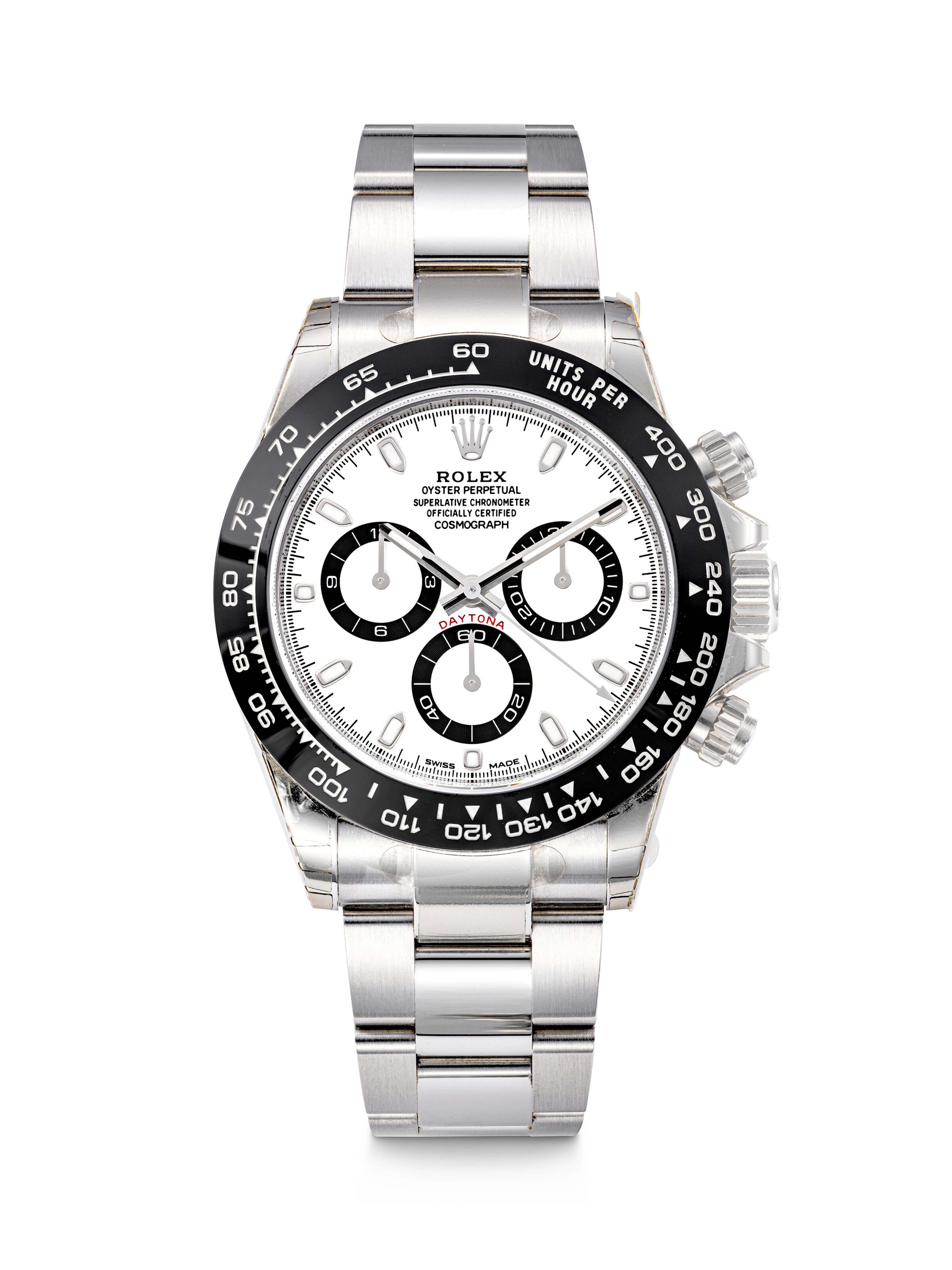 ROLEX. A STAINLESS STEEL AUTOMATIC CHRONOGRAPH WRISTWATCH WITH BRACELET