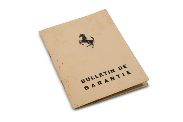 1967 Ferrari Bulletin De Garantie for 275 Gtb/4*S Nart Spider
