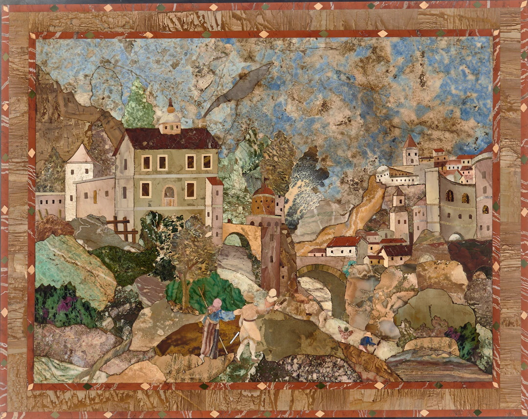 A Large Bohemian Pietra Dura Plaque