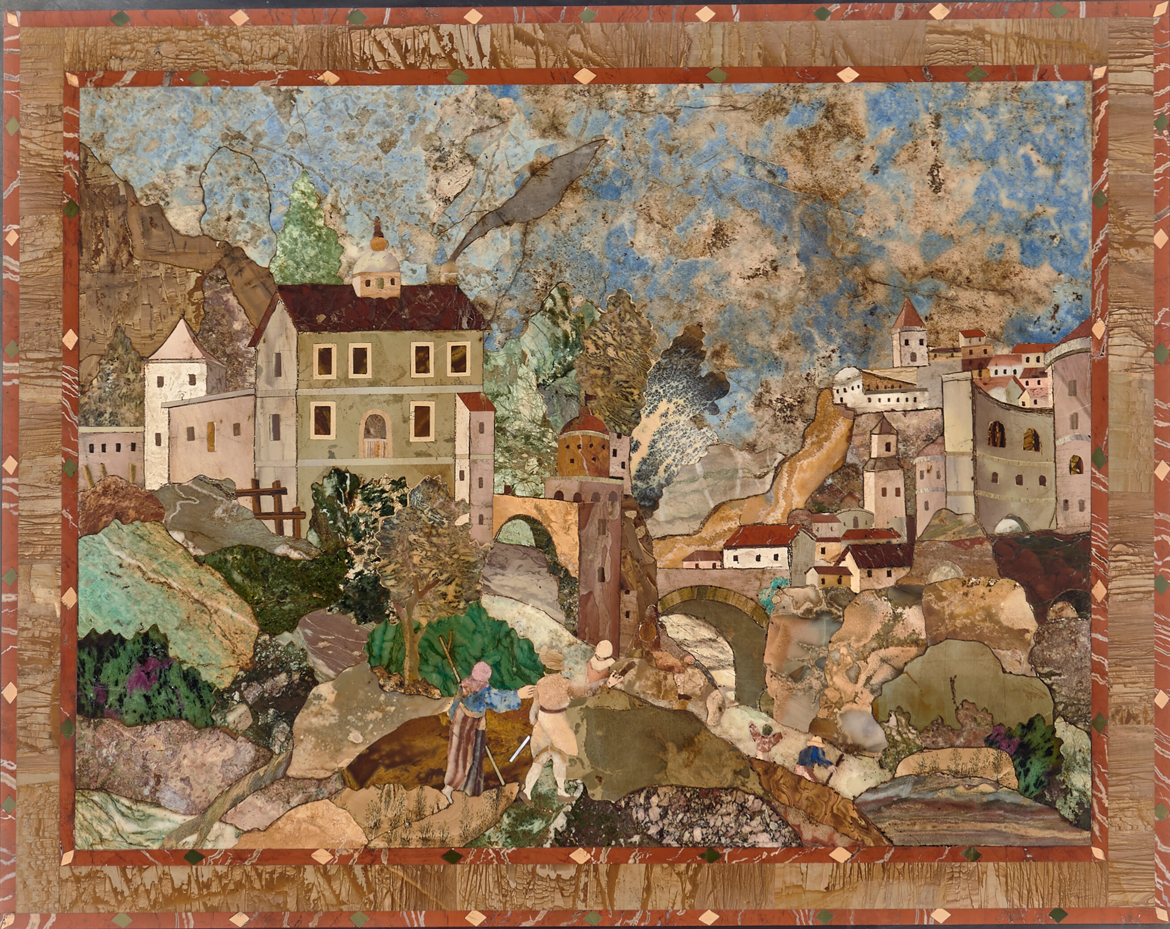 A Large Bohemian Pietra Dura Plaque