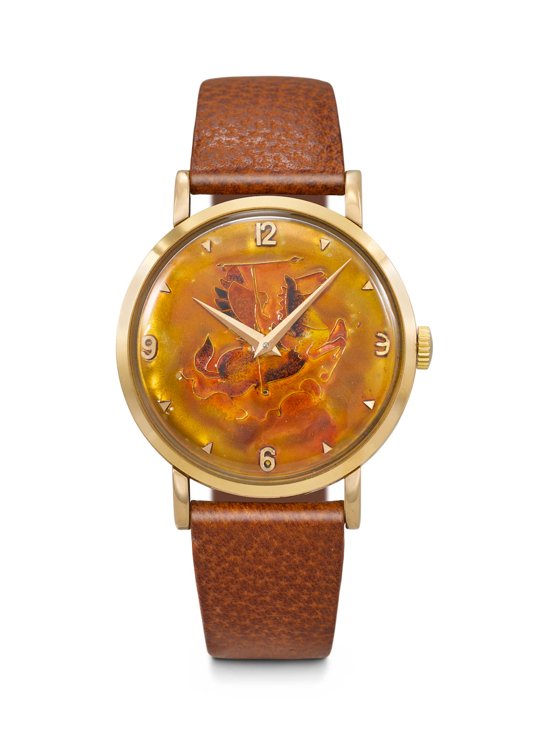 Universal Geneve. A Rare 18K Pink Gold Wristwatch with Cloisonné Enamel
