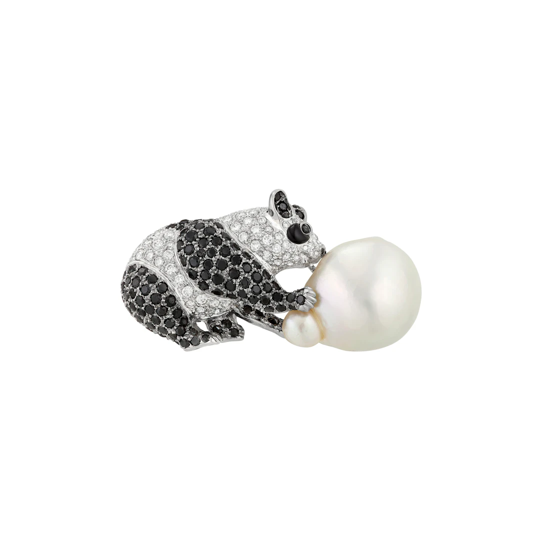 Multi-Gem, Colored Diamond and Diamond Panda Brooch