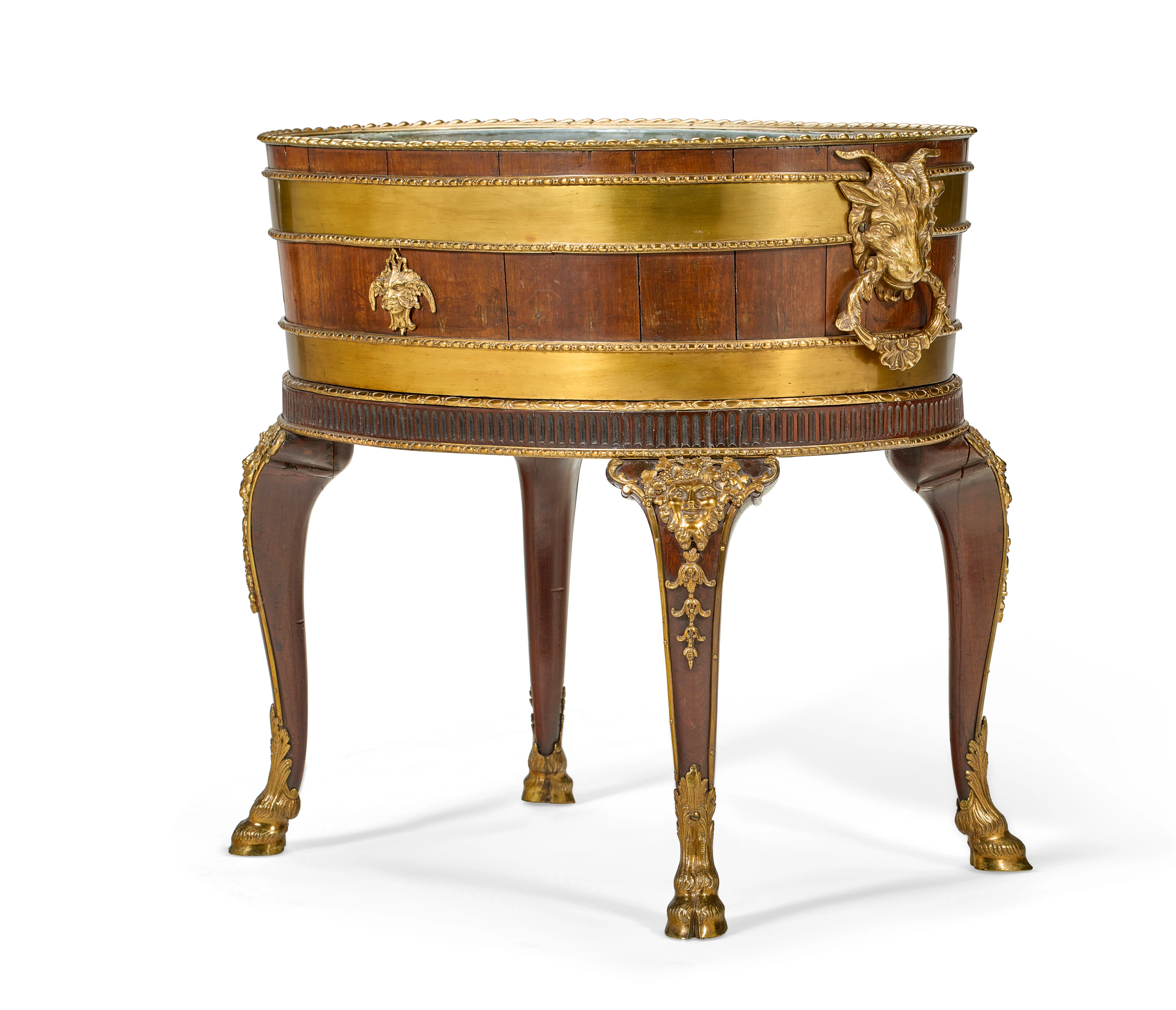 A GEORGE III GILT-LACQUERED BRASS-MOUNTED MAHOGANY WINE COOLER
