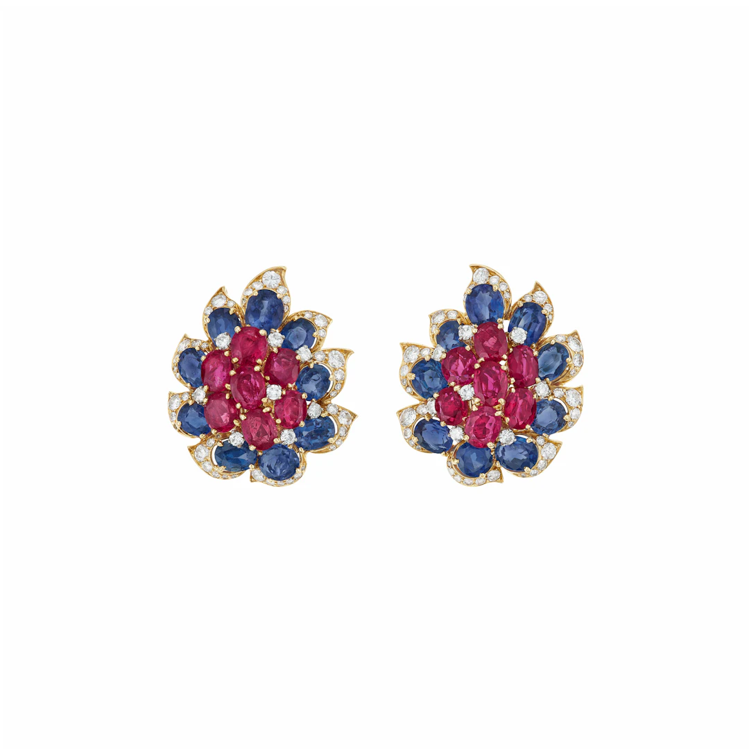 Bulgari Ruby, Sapphire and Diamond Earrings