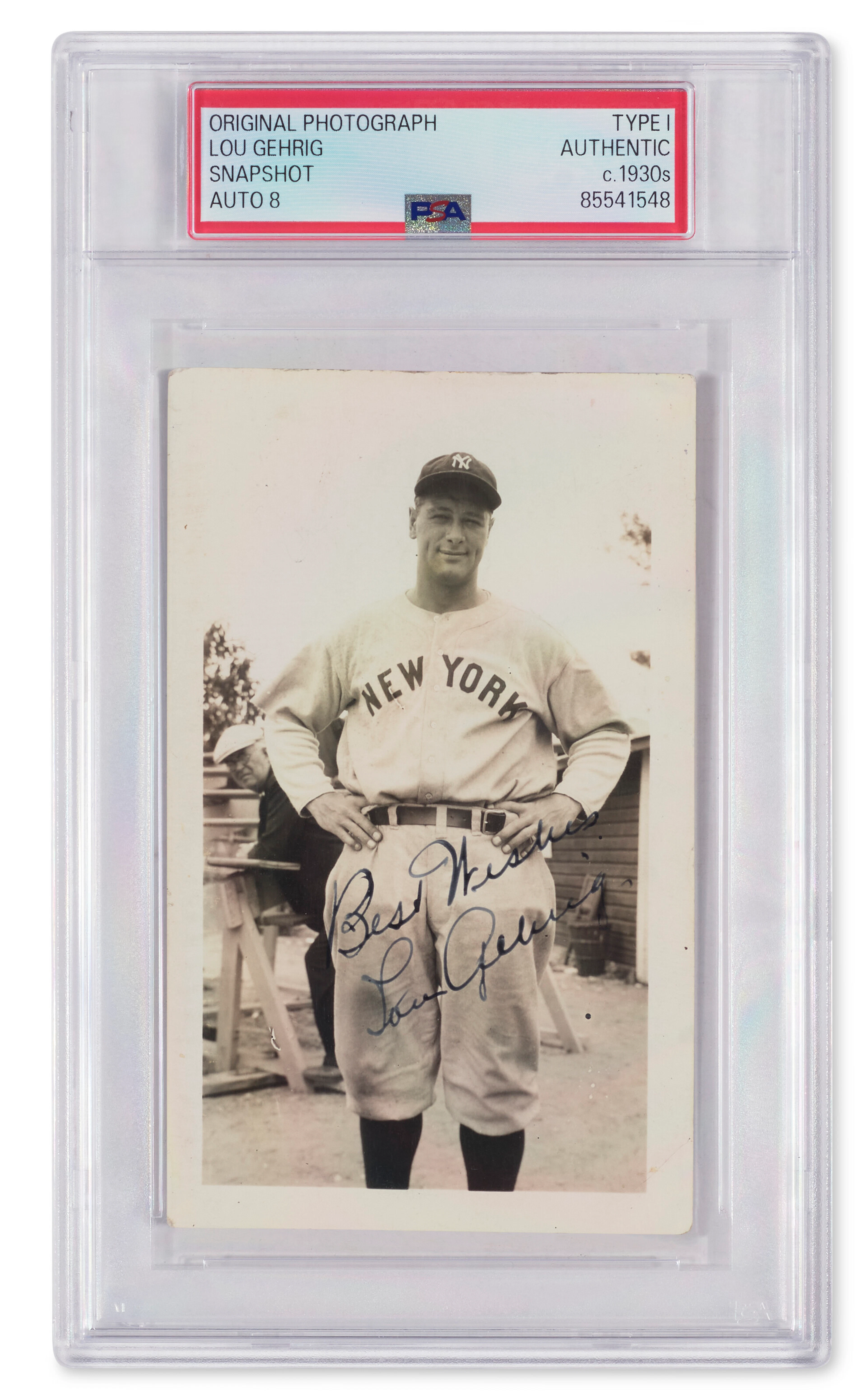 CHOICE LOU GEHRIG AUTOGRAPHED SNAPSHOT PHOTOGRAPH (PSA/DNA 8 NM-MT - "TYPE I")