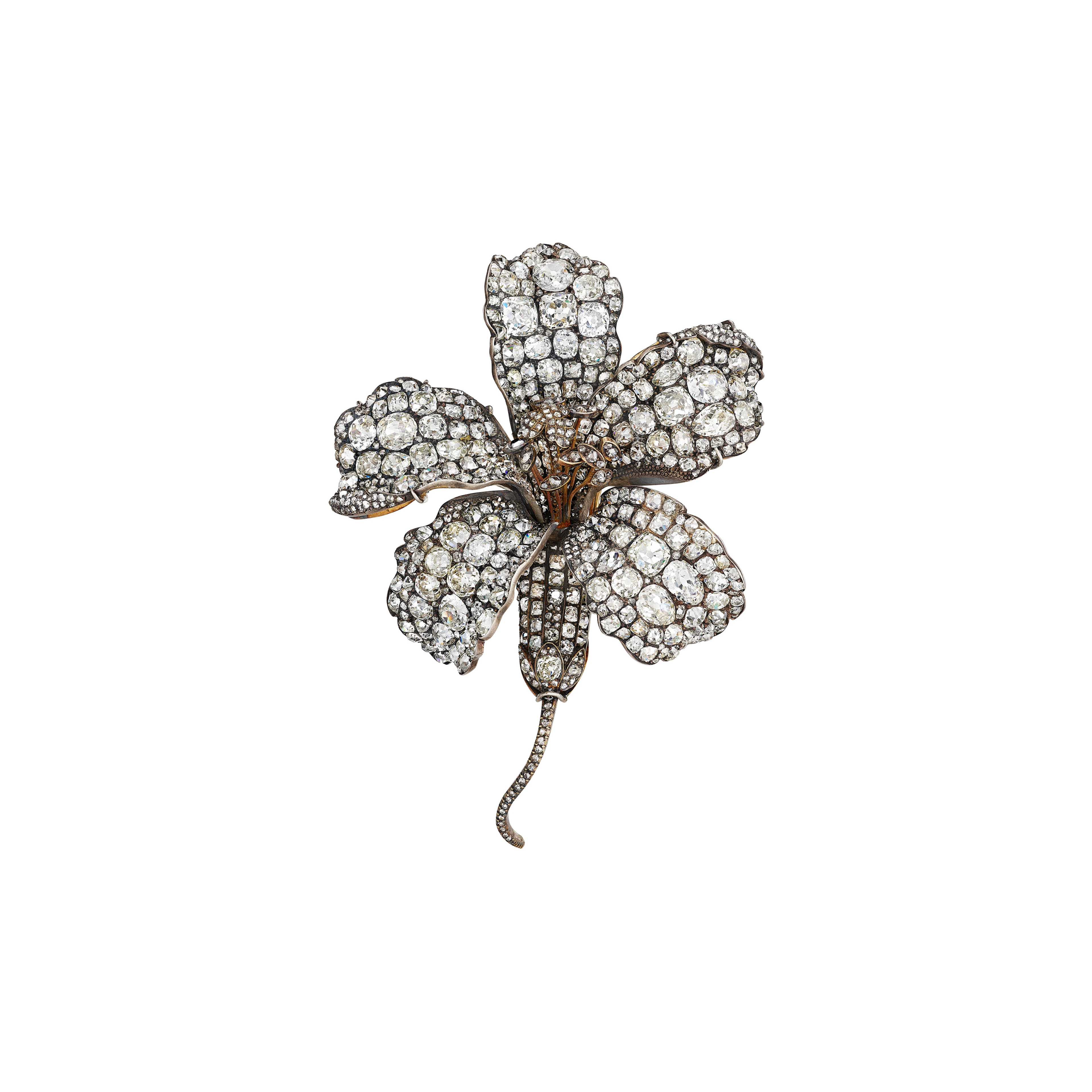 Antique Diamond Flower Brooch