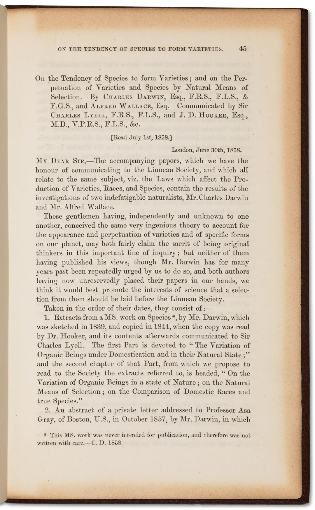 On the Tendency of Species to Form Varieties