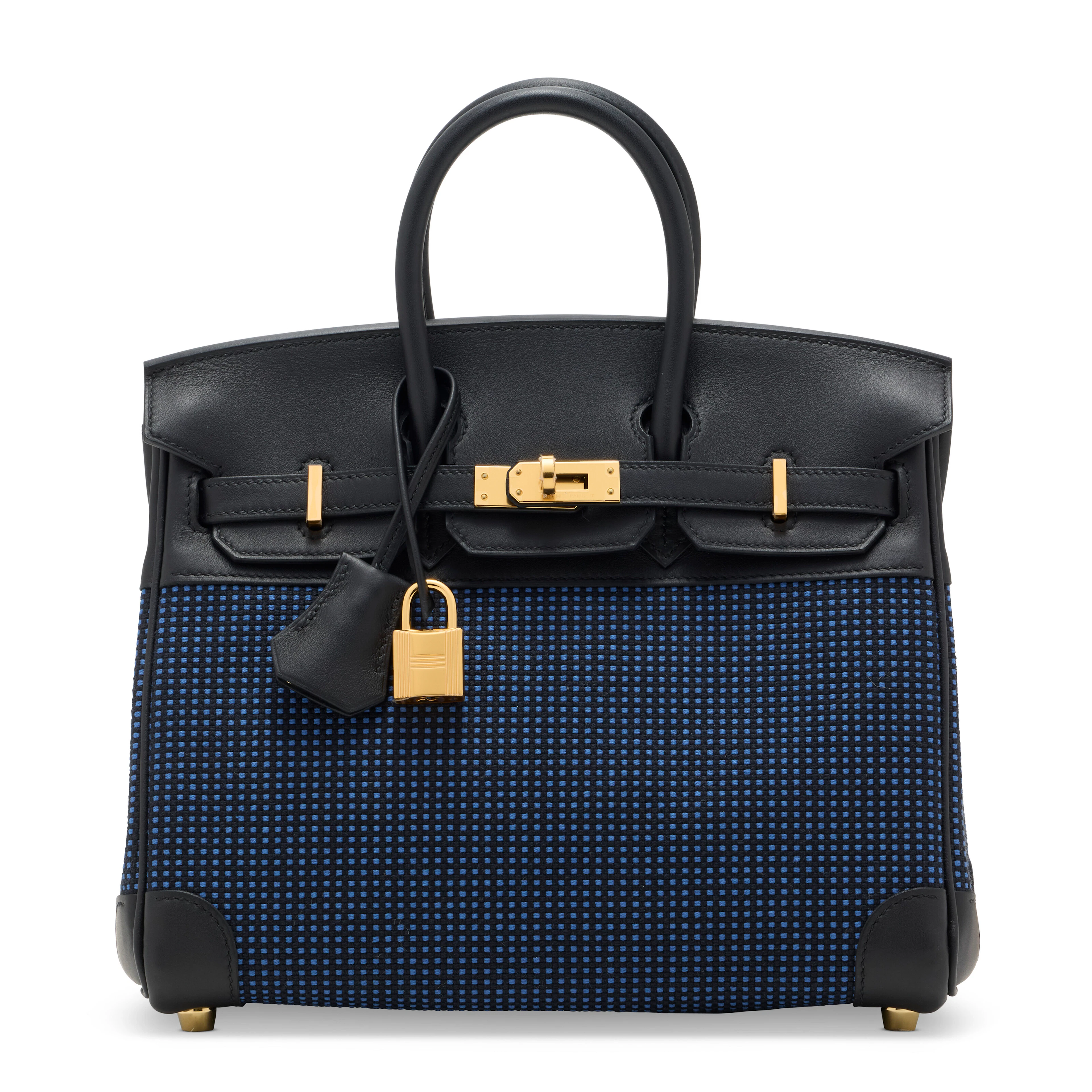 A LIMITED EDITION BLEU ÉGÉE TOILE QUADRILLE & BLACK SWIFT LEATHER