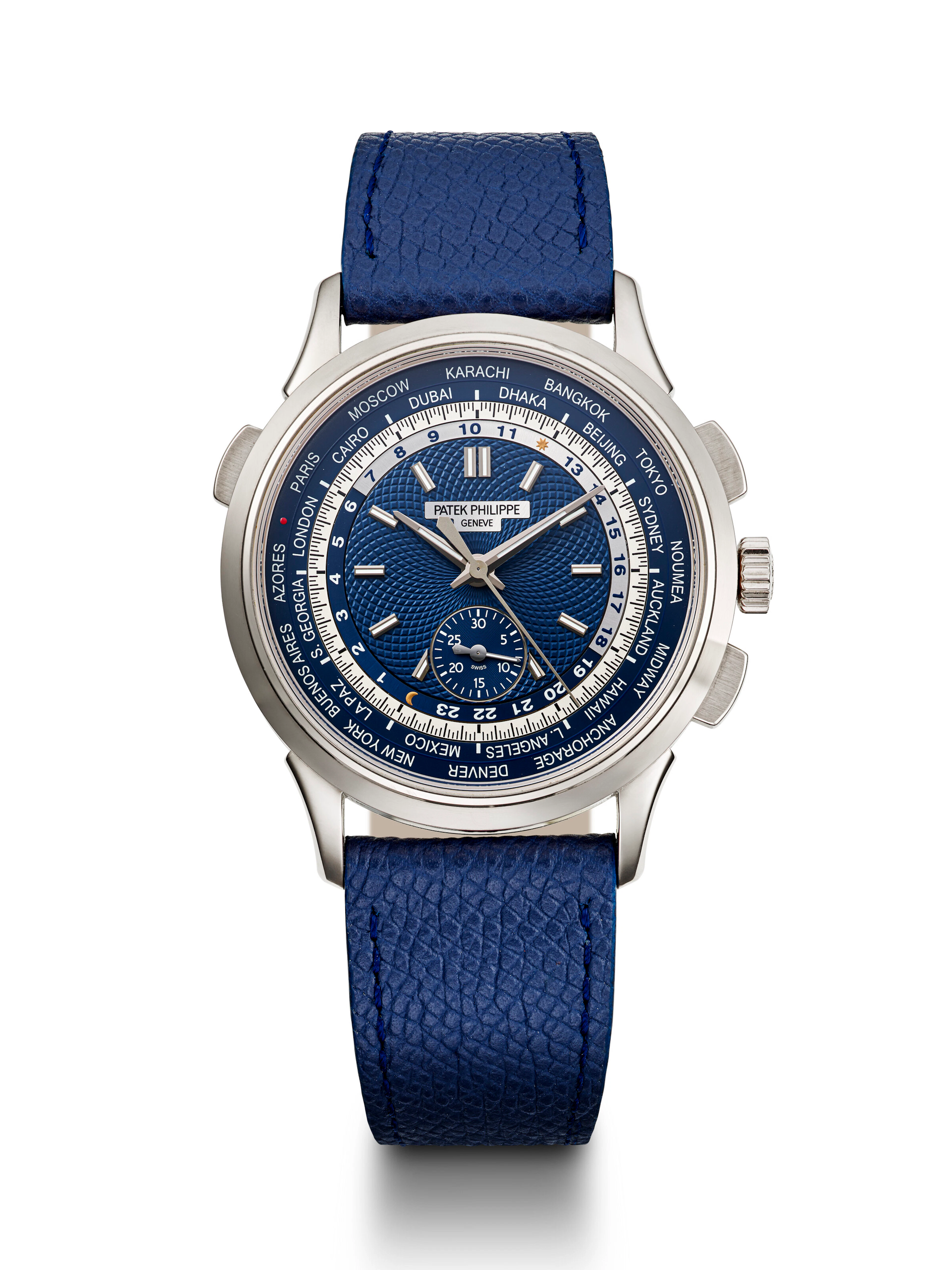 Patek Philippe, White Gold Flyback Chronograph World Time Wristwatch