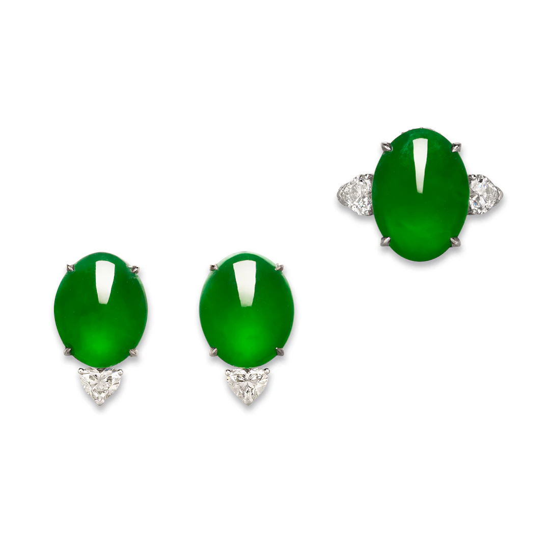 Set of Jadeite and Diamond Jewellery