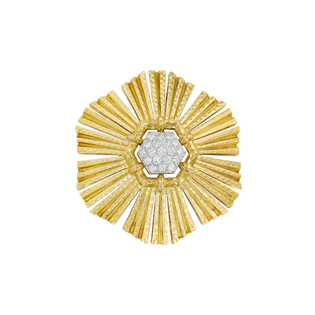 David Webb Diamond and Gold Pendant-Brooch