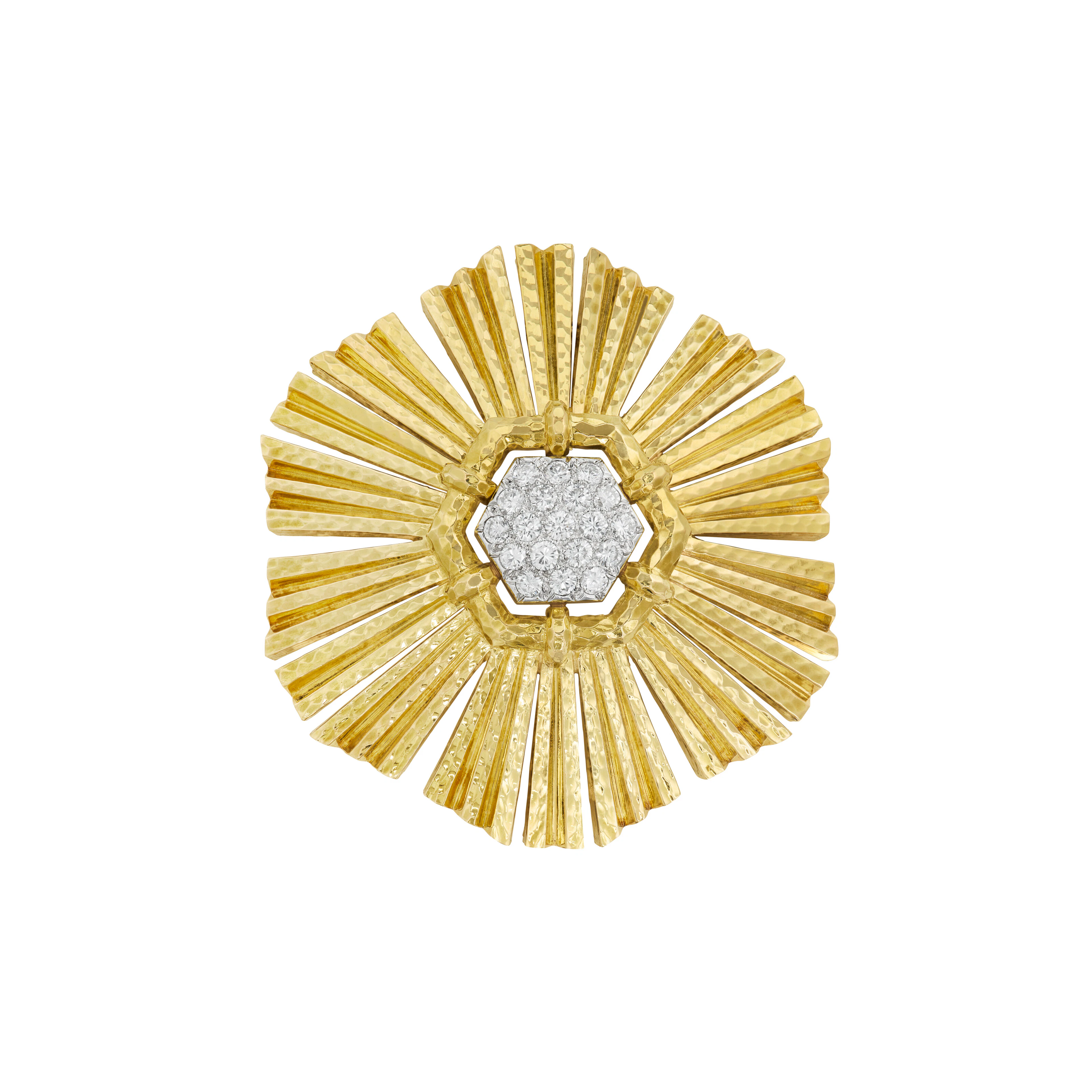 David Webb Diamond and Gold Pendant-Brooch
