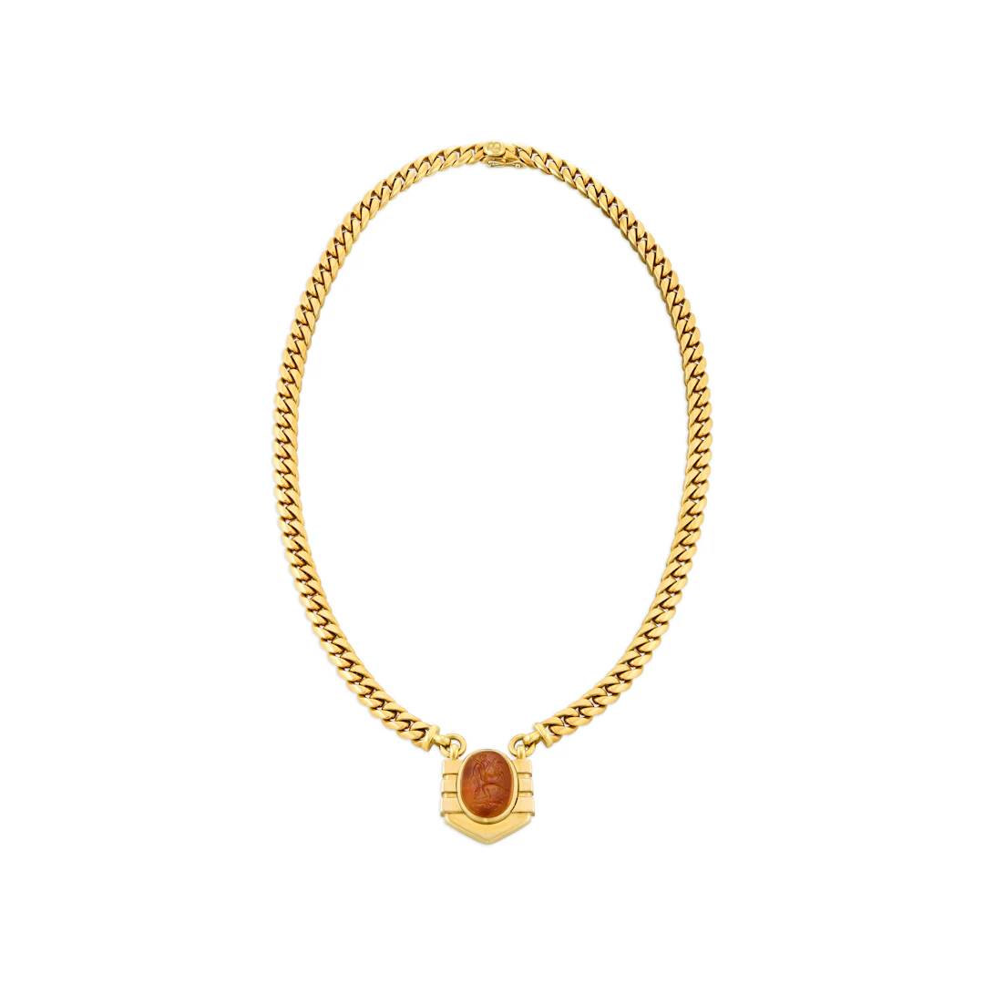 Bulgari Agate Intaglio and Gold Necklace