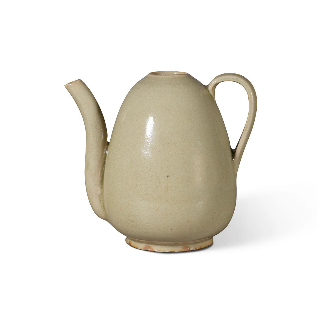 A Yaozhou 'Moon-White' Glazed Pear-Shaped Ewer