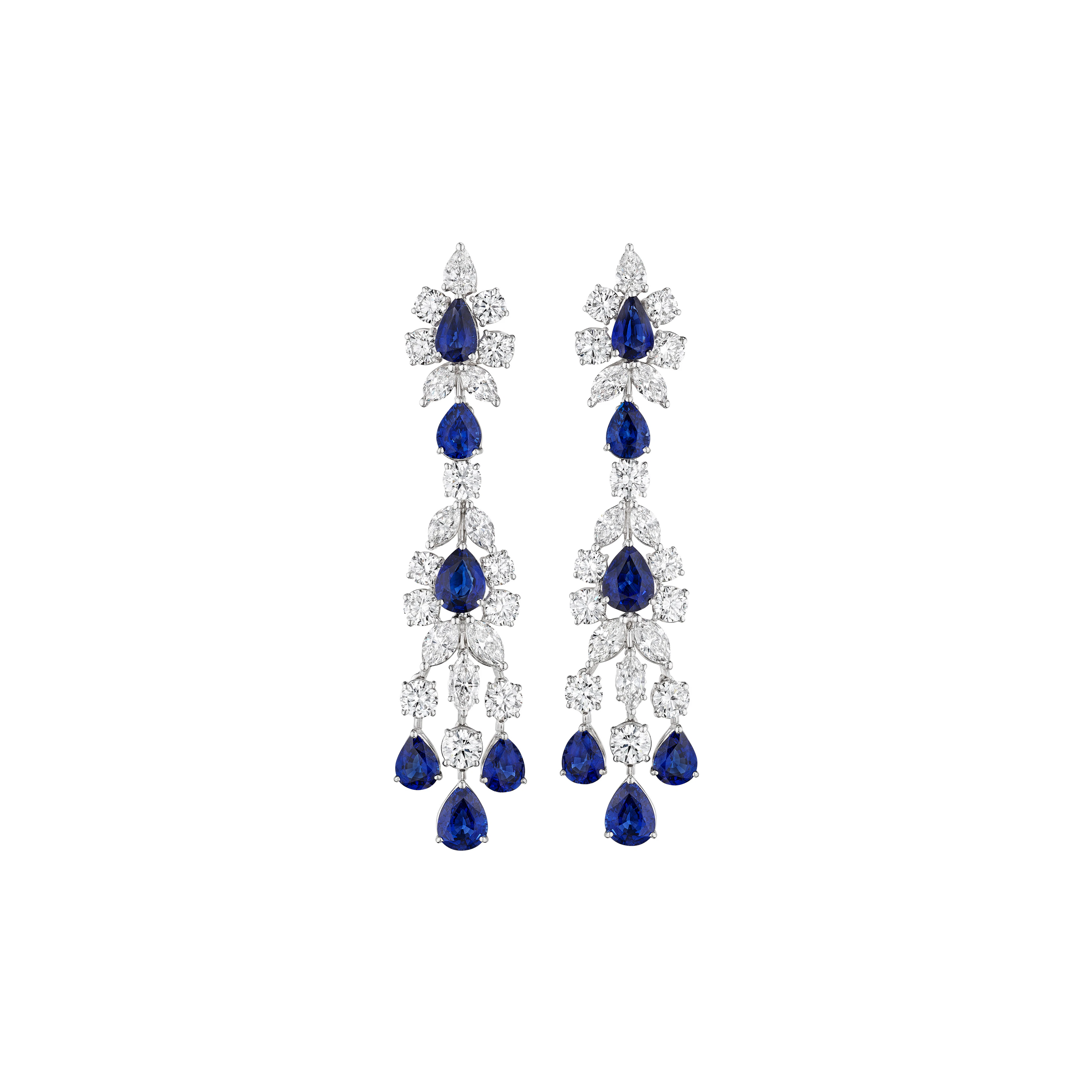 Graff Sapphire and Diamond Pendant-Earrings