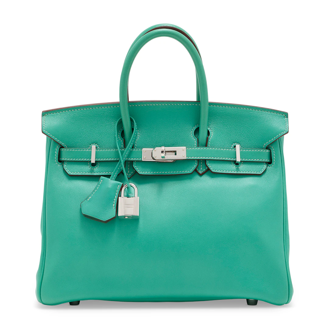 A Lagon Swift Leather Birkin 25 with Palladium Hardware