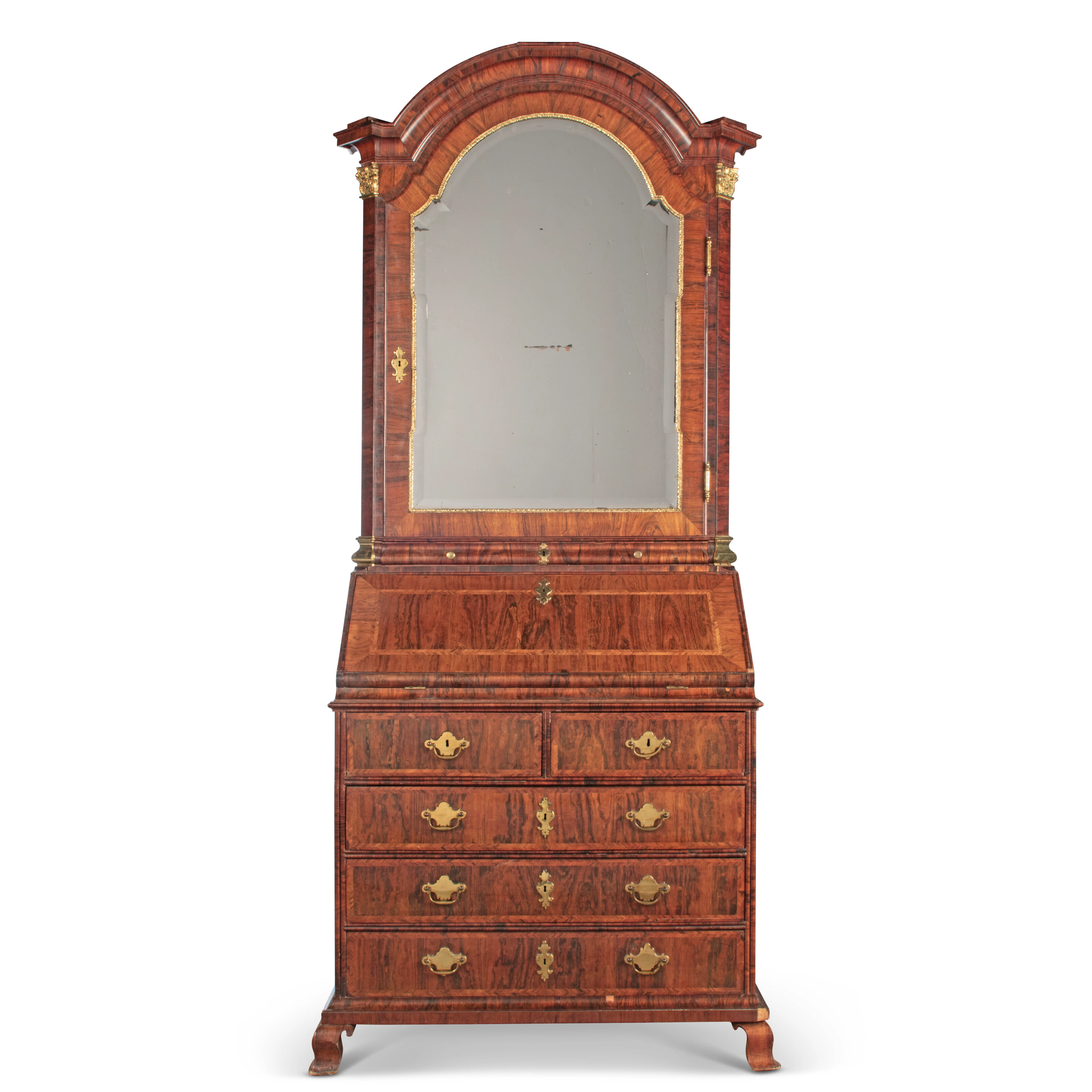 An Anglo-German Ormolu-Mounted, Rosewood and Walnut Bureau-Cabinet