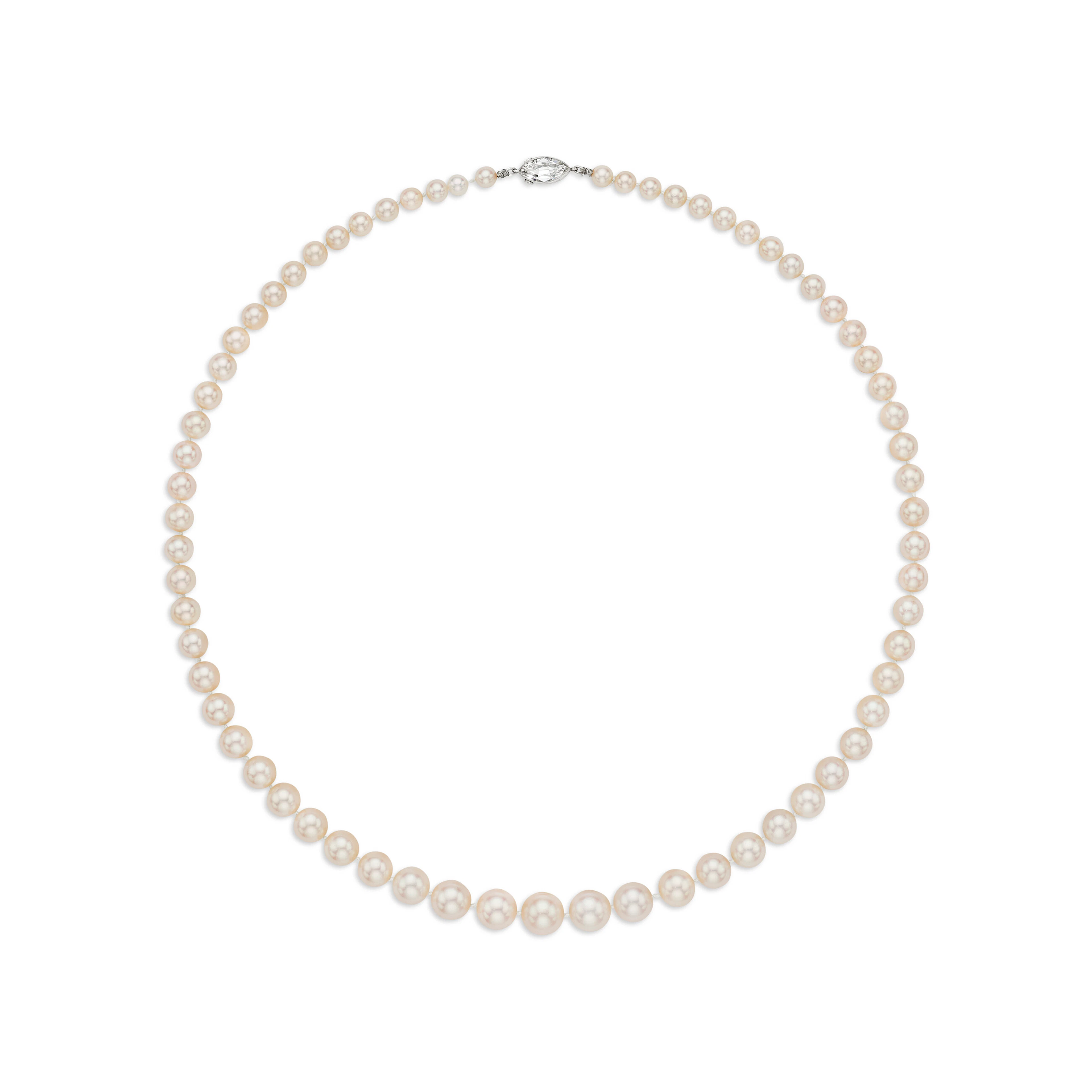 Natural Pearl, Cultured Pearl and Diamond Necklace