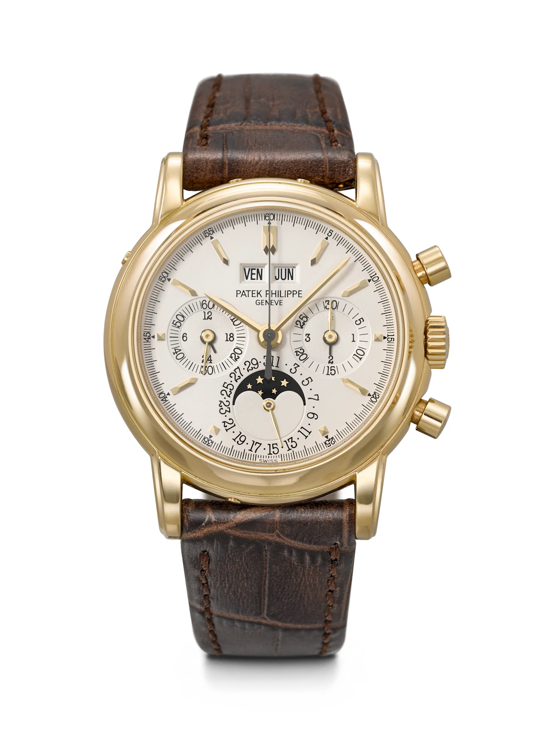 Patek Philippe. An Attractive 18K Gold Perpetual Calendar Chronograph