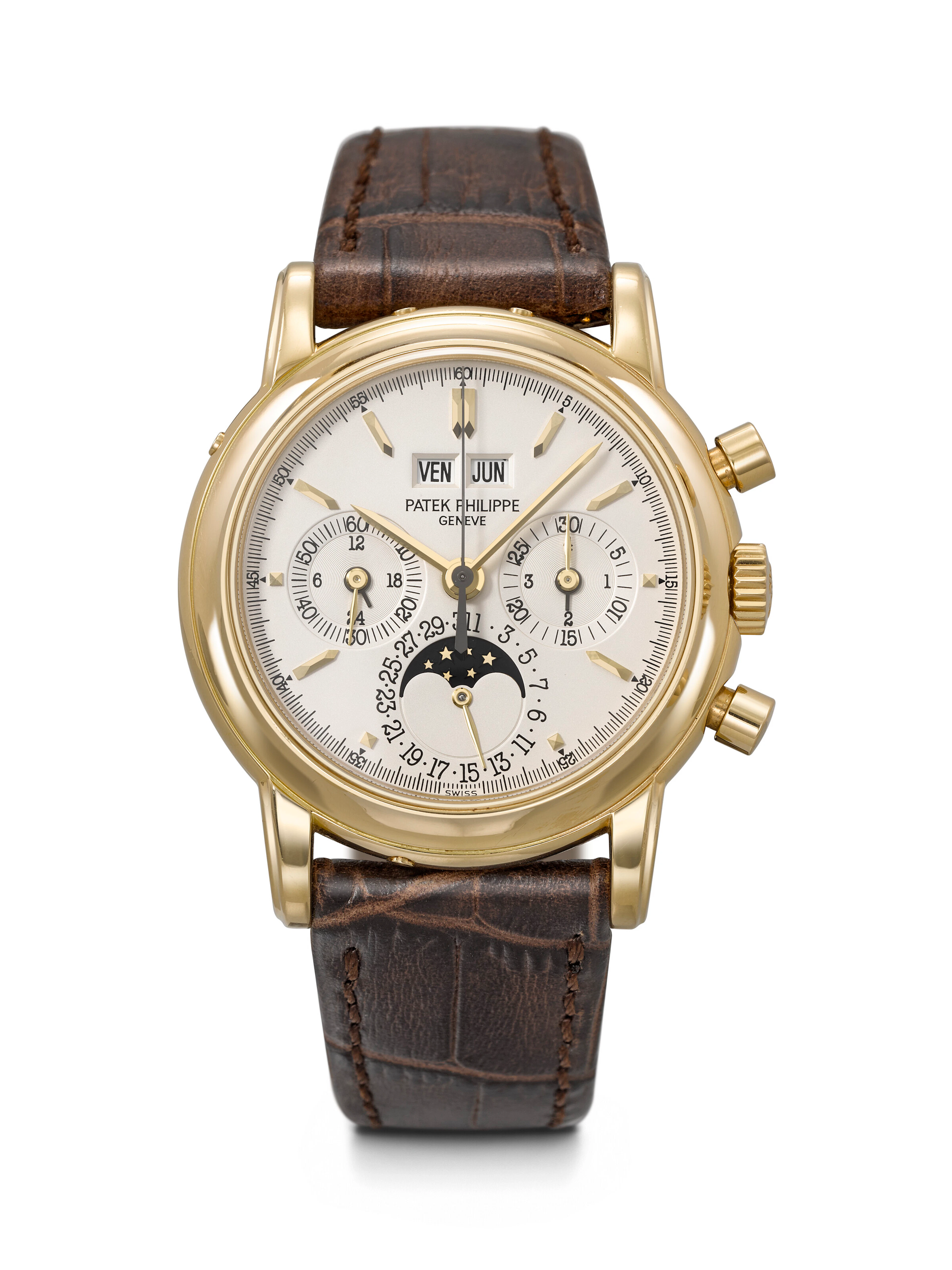Patek Philippe. An Attractive 18K Gold Perpetual Calendar Chronograph