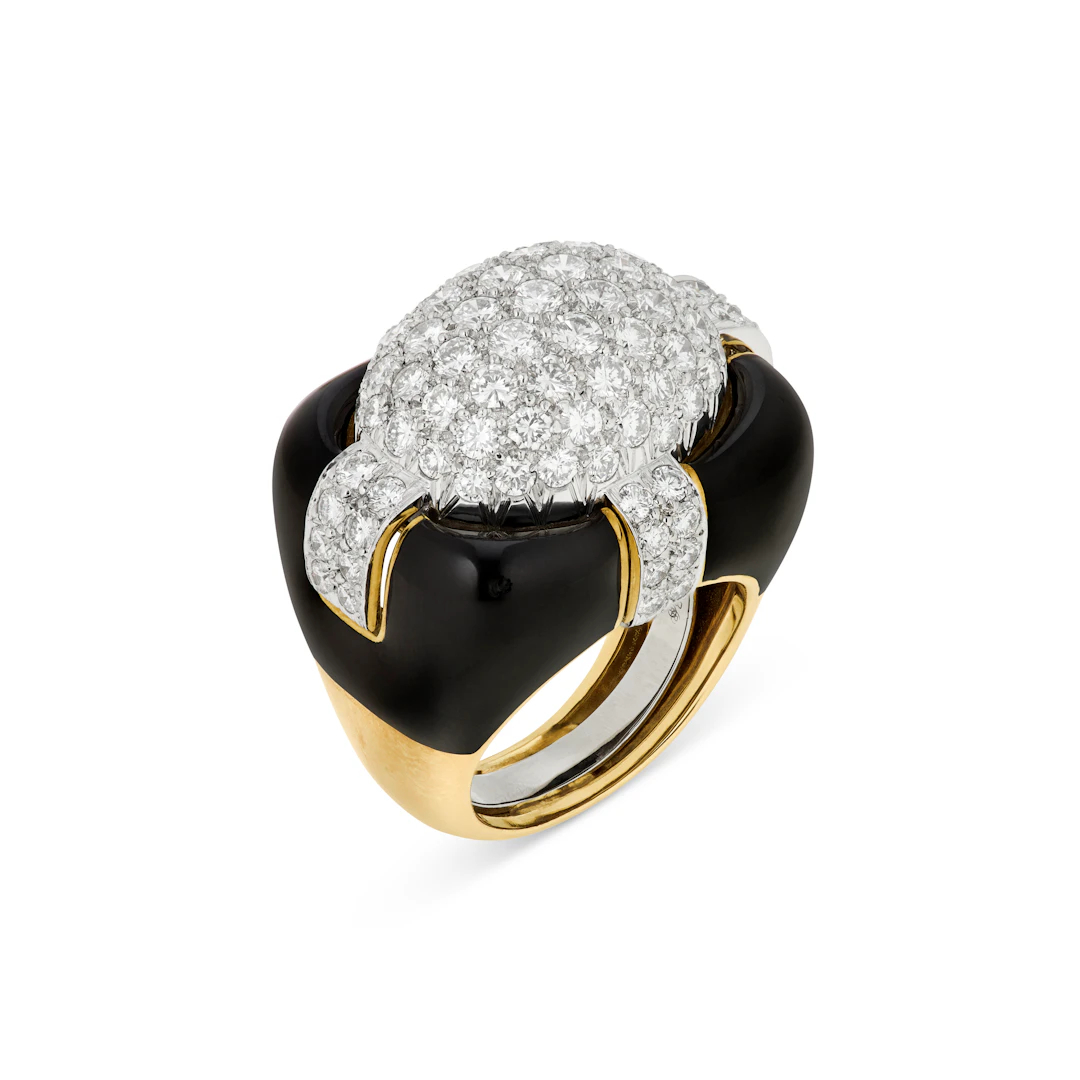 David Webb Diamond and Enamel Ring
