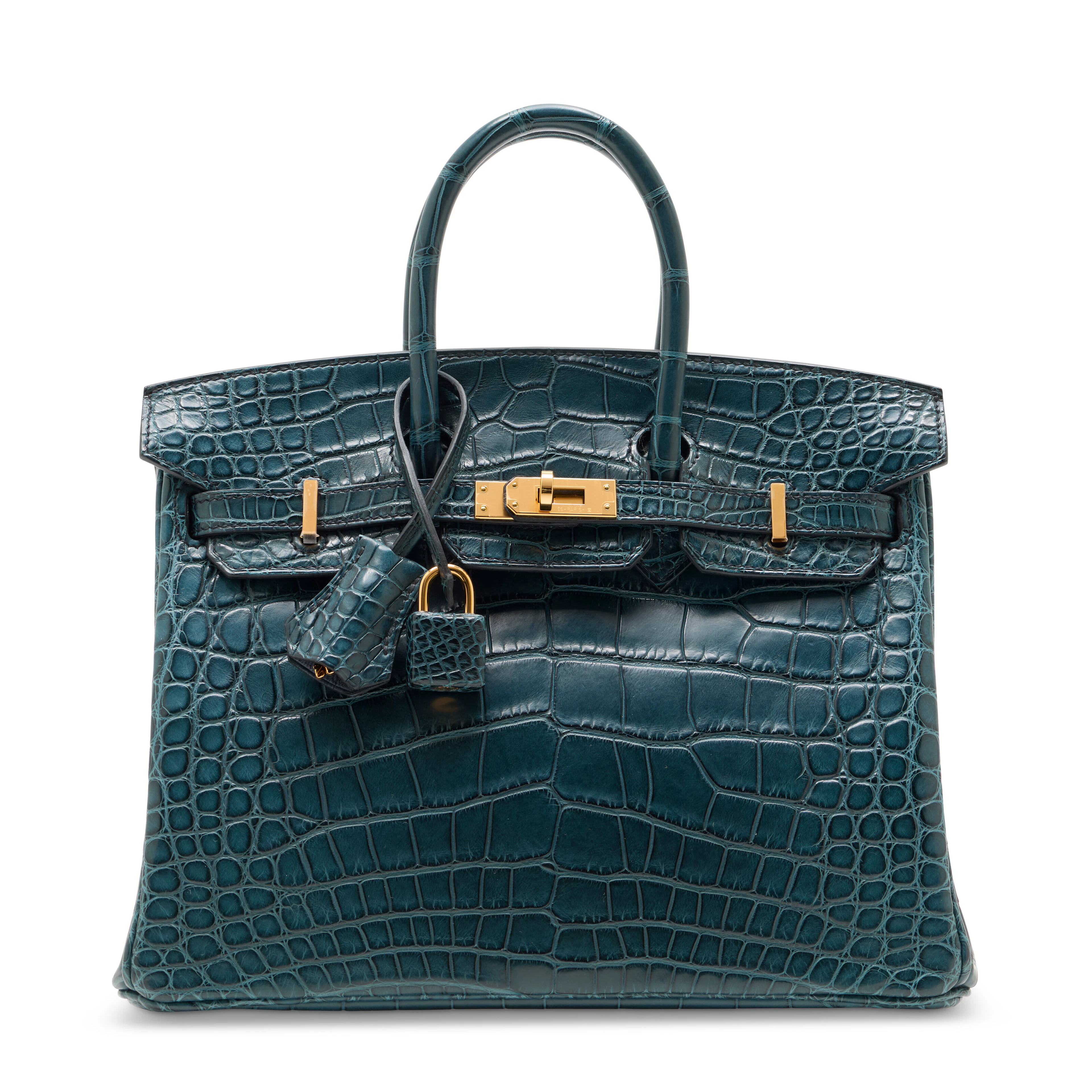 A MATTE VERT ROUSSEAU ALLIGATOR BIRKIN 25 WITH GOLD HARDWARE