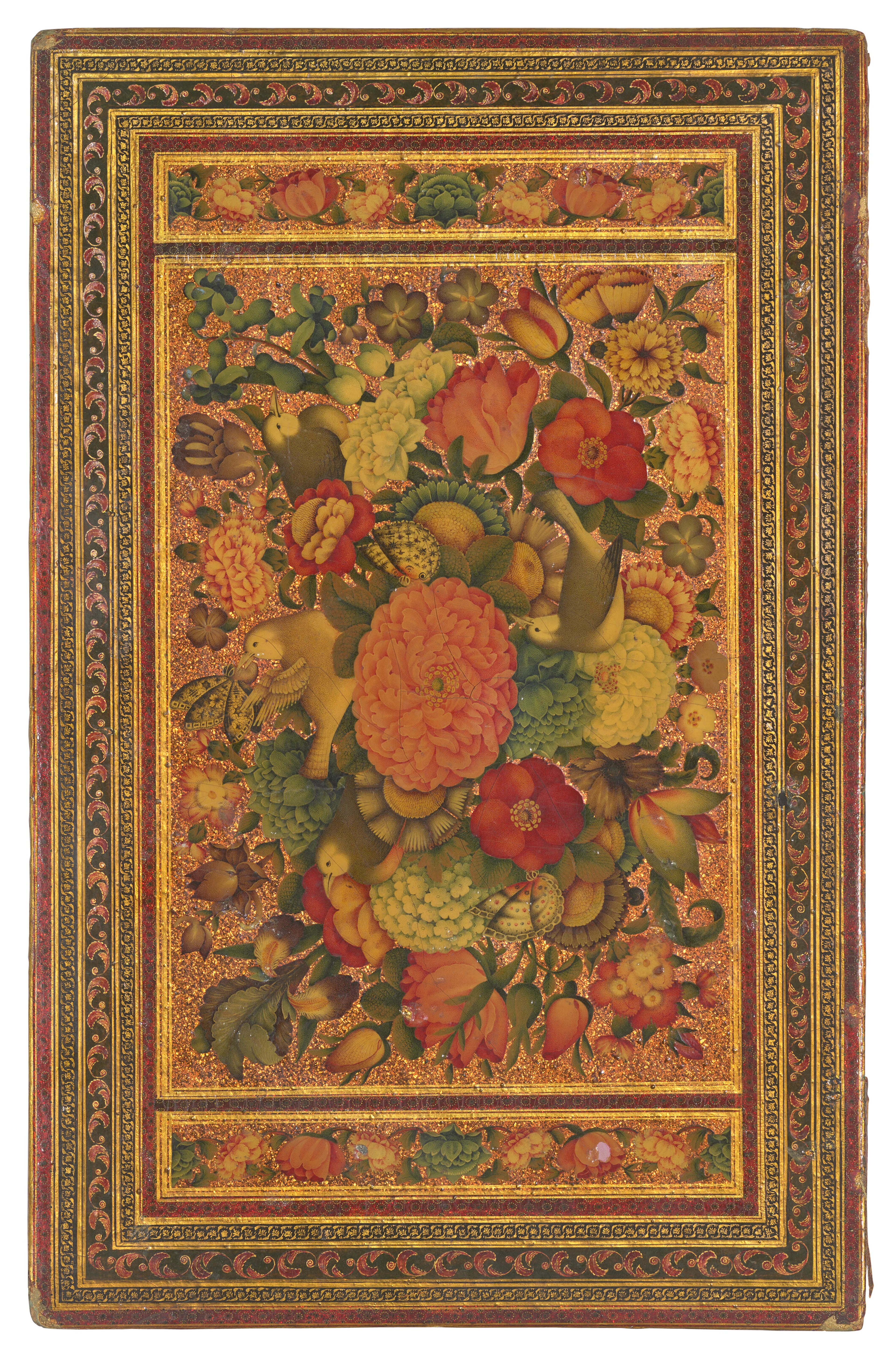 A LACQUERED PAPIER-MÂCHÉ BOOK BINDING MADE FOR MUHAMMAD 'ALI KHAN
