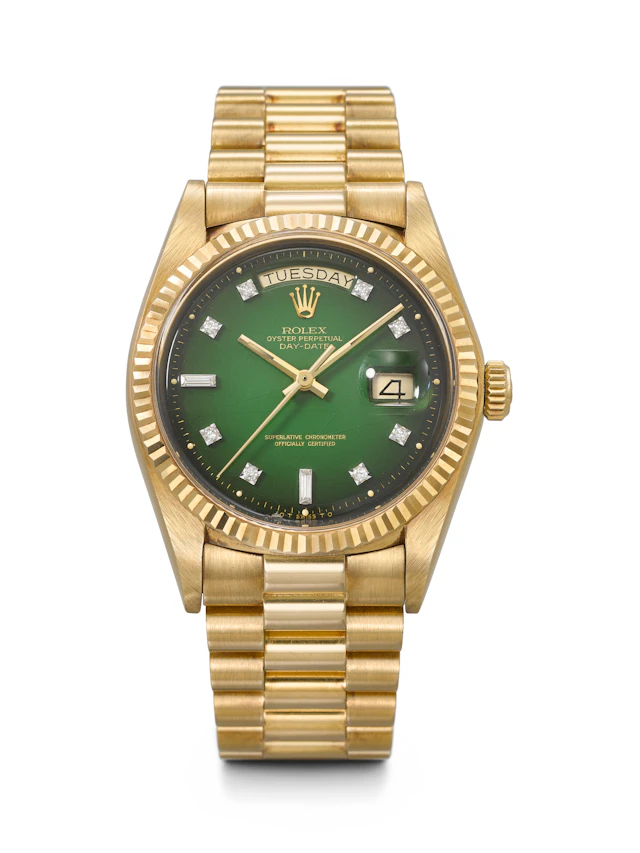 Rolex. An Attractive 18K Gold and Diamond-Set Automatic Wristwatch