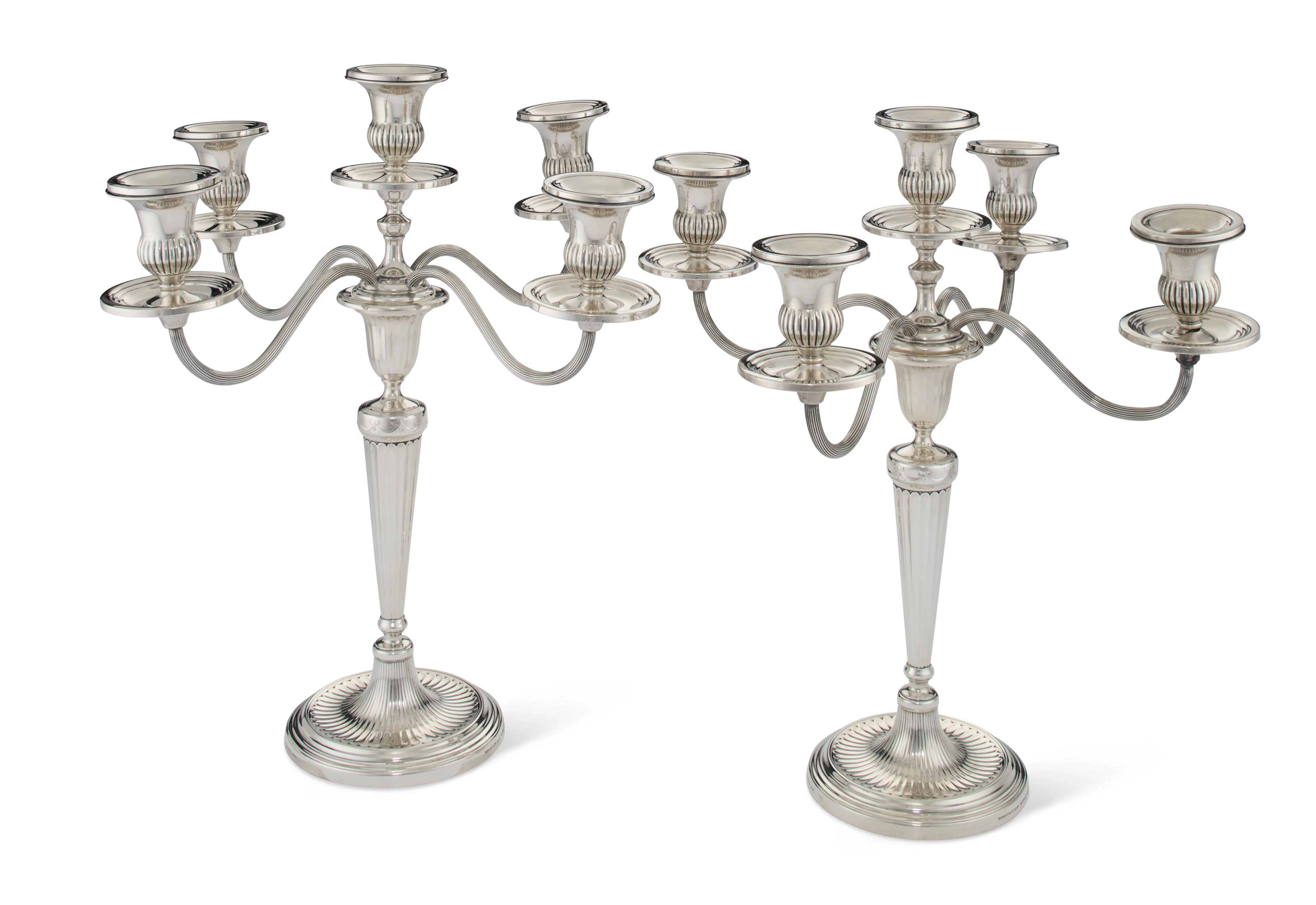 A Pair of American Silver Five-Light Candelabra