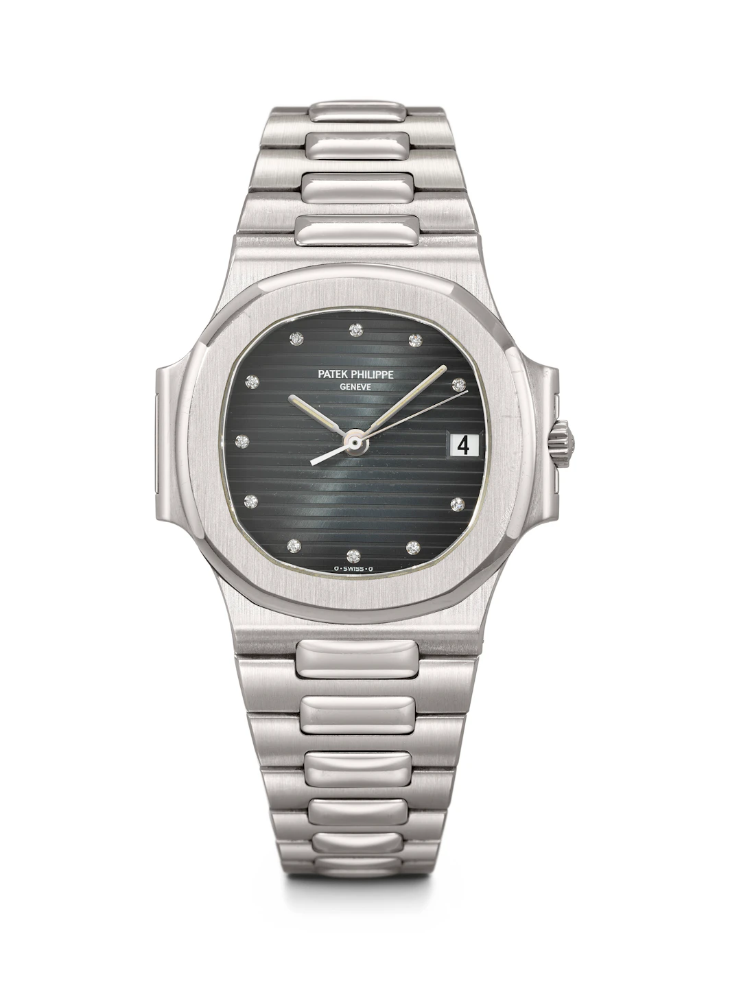 Patek Philippe. A Rare and Attractive Stainless Steel and Diamond-Set