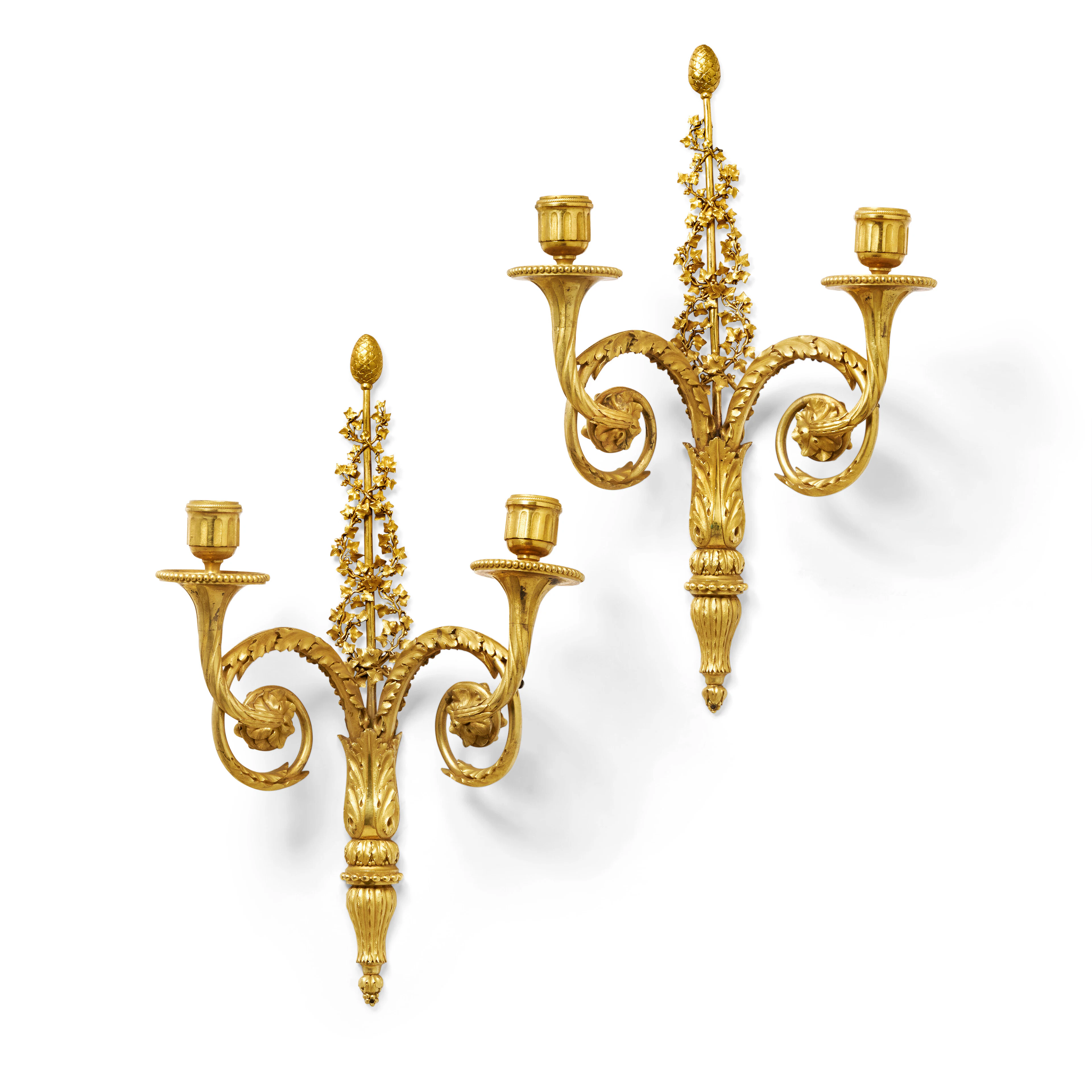 A Pair of Late Louis Xvi Ormolu Two-Light Wall-Lights