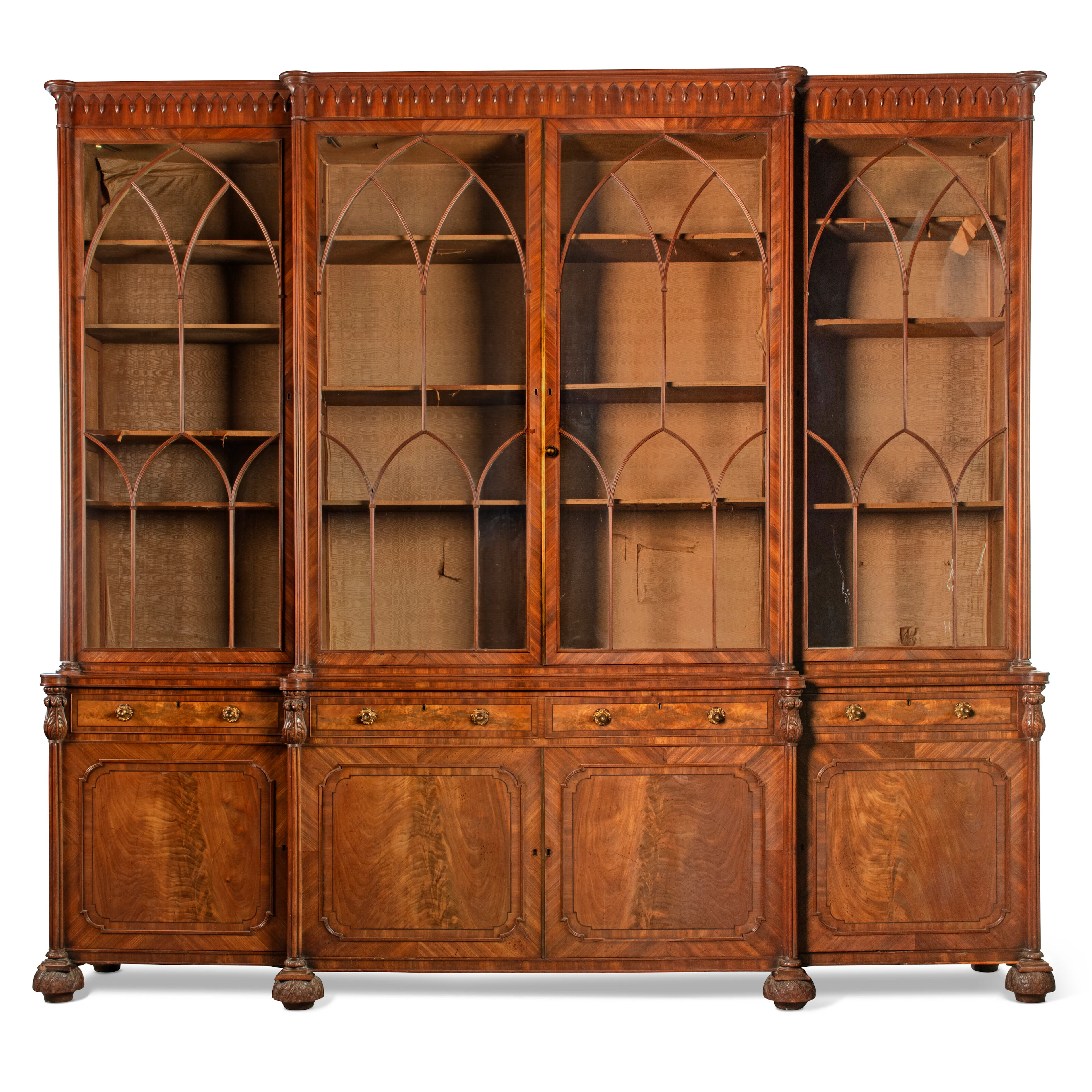 A Late George Iii Mahogany Breakfront Library Bookcase